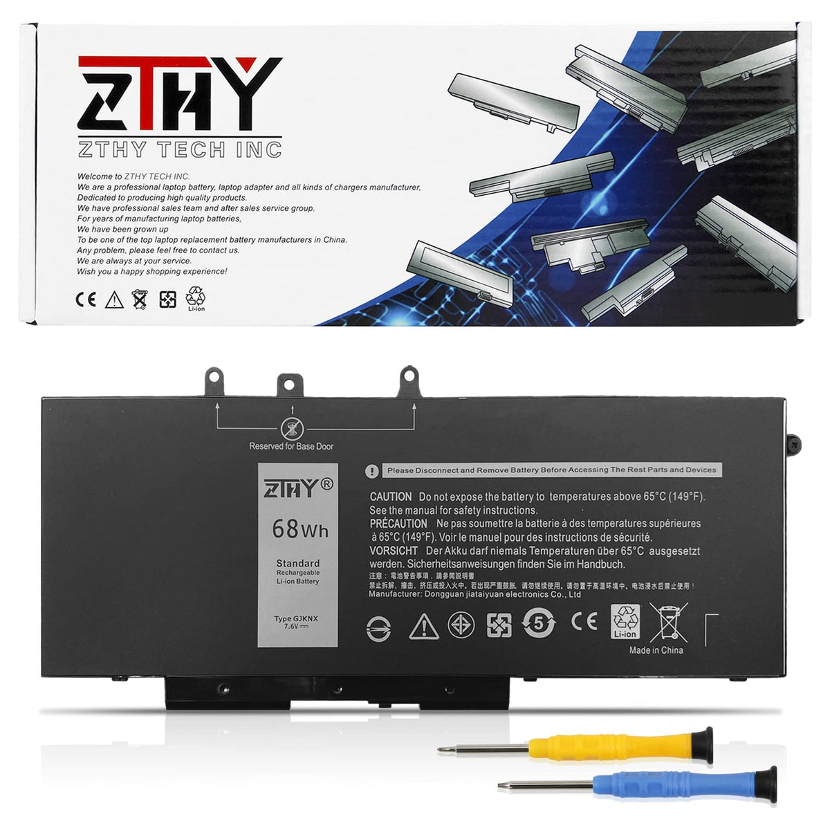 Zthy 68Wh Gjknx Battery Replacement For Dell Latitude 5480 5580 5280 5288 5488 5590 5591 5490 5491 5495 E5480 E5580 E5490 E5590