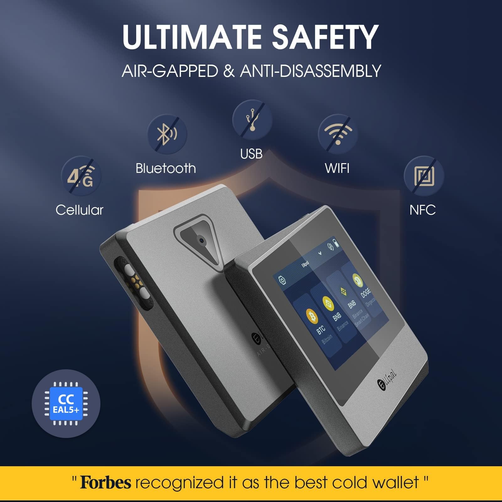 Ellipal Hardware Wallet, Air Gapped & Internet Isolated Security Crypto Wallet Titan Mini, 10000 Coins &Token, Anti Disassemble &Tamper Cold Wallet, Cold Storage For Btc/Xrp/Eth/Xlm/Usdt/Ltc