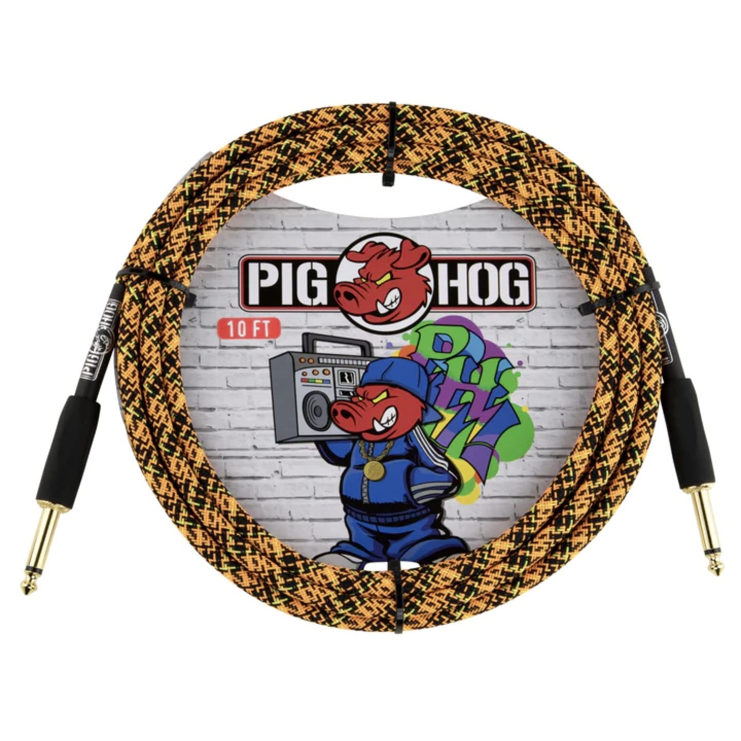 Pig Hog''Orange Graffiti Woven Instrument Cable, 10-Foot, Straight 1/4'' Plugs