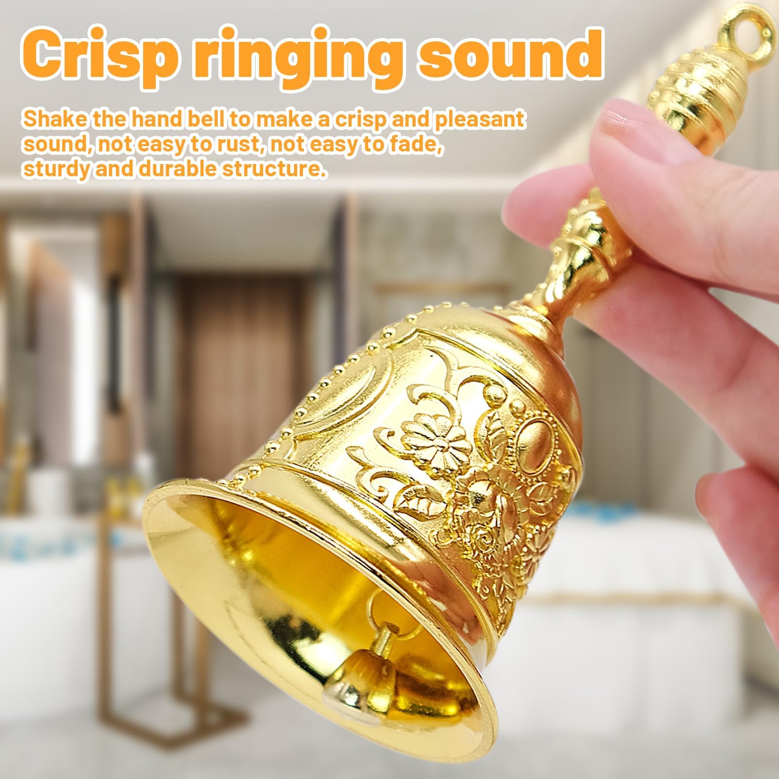 Golden Handbell, Small Hand Bell Hand Call Bells Wedding Bells, Table Bell Service Bell For Restaurant, Hotel, Shops, Pet Traini