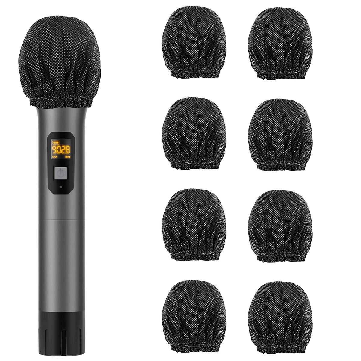 Villport Microphone Cover Disposable, 250Pcs Non Woven Elastic Band Handheld Microphone Windscreen Protective Cap Mic Hygiene Co