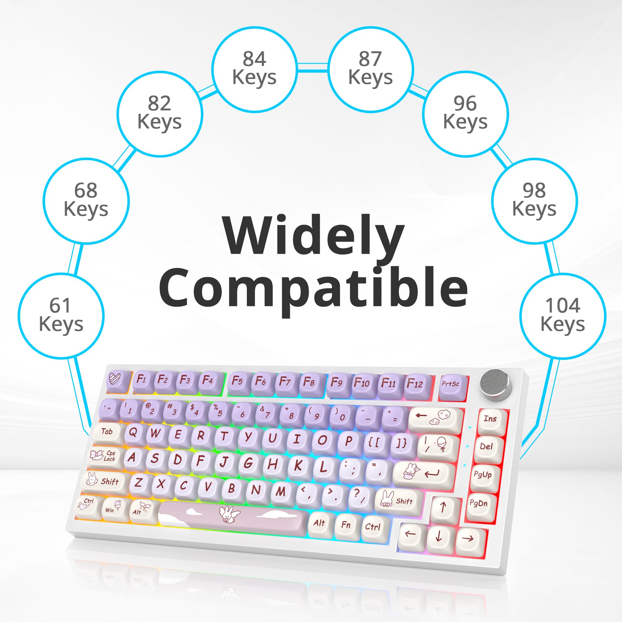 Itastatur Keycaps 60 Percent Pbt 139 Key Keycaps, Dye Sublimation Cute Keycaps Moa Profile Custom Keycaps For Cherry Mx Switches