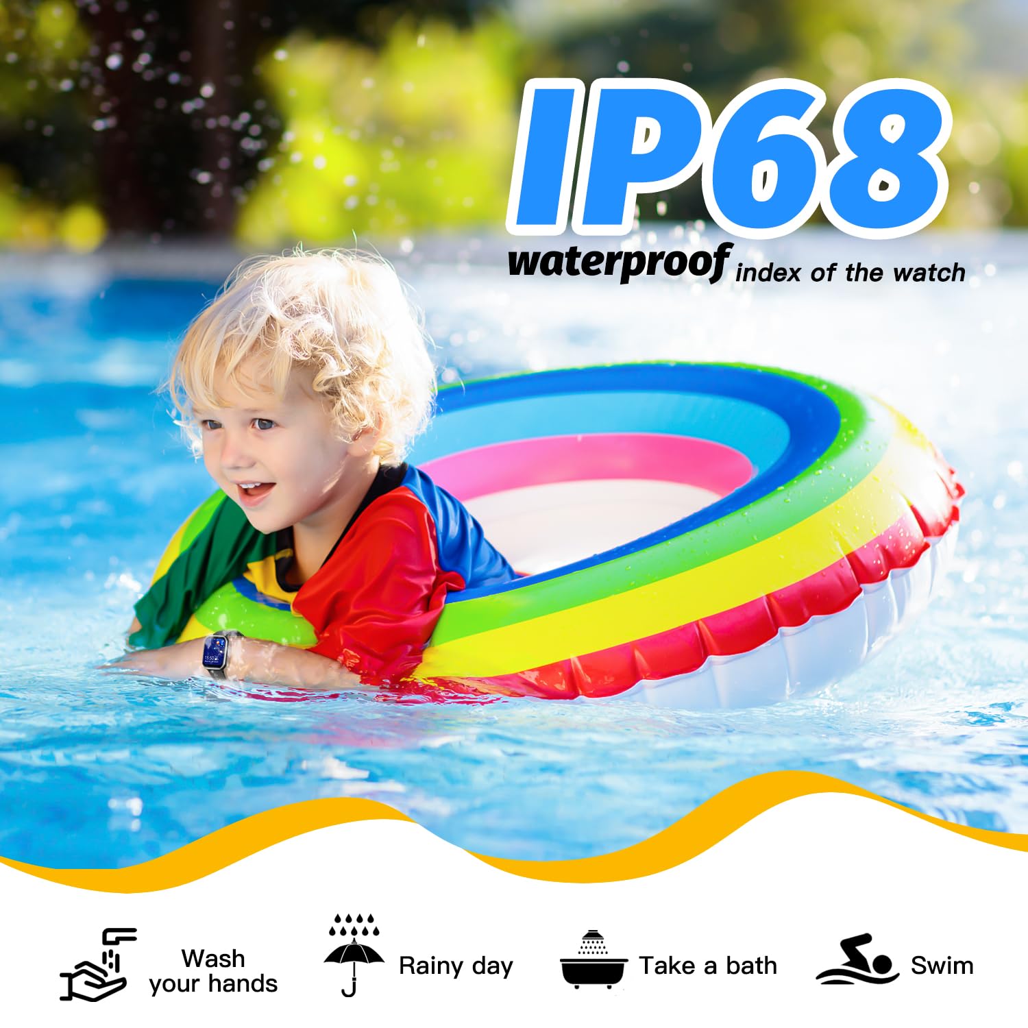 Kids Smart Watch For Girls,Ip68 Waterproof Kids Fitness Tracker Watch With 1.5 Inch Diy Face,Heart Rate Sleep Monitor,19 Sport M