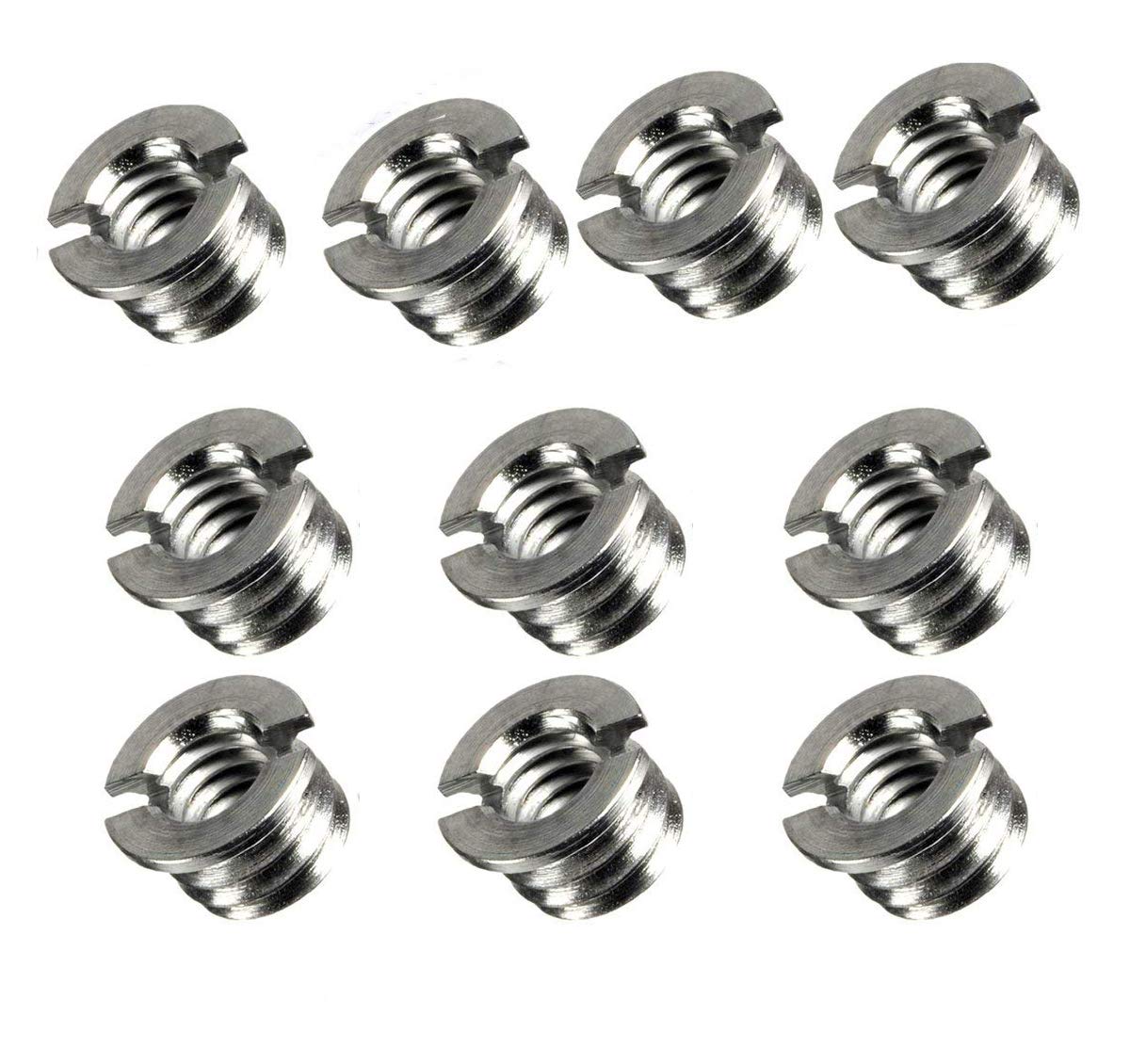 (10 Packs) Fotasy Stainless Steel 3/8' to 1/4' Reducer Bushing Convert Screw Adapter, Tripod Screw Adapter 1/4' to 3/8' for Tripod Monopod Ballhead