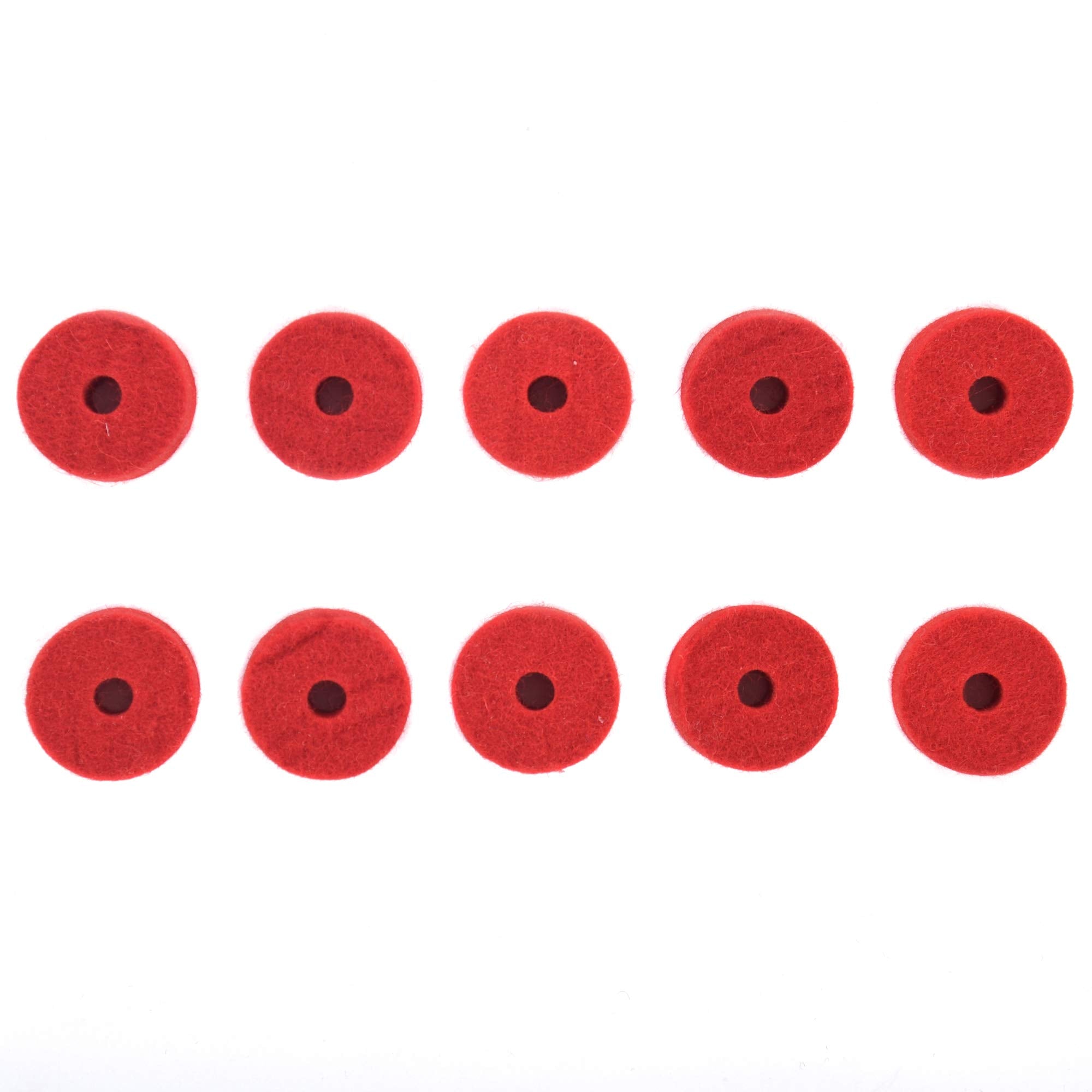 Red Wool Cymbal Felts 10 Pack 1.5'' X 0.5''