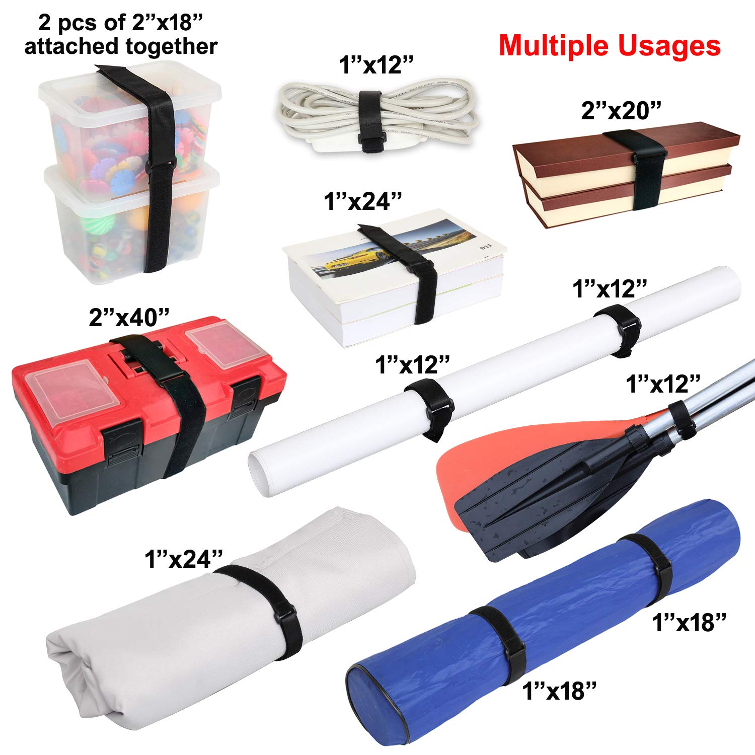 Ayaport Cinch Straps 2'' X 40''  4Pack, Sturdy & Reusable Hook And Loop Covered With Nylon Webbing Securing Buckle Straps For Al