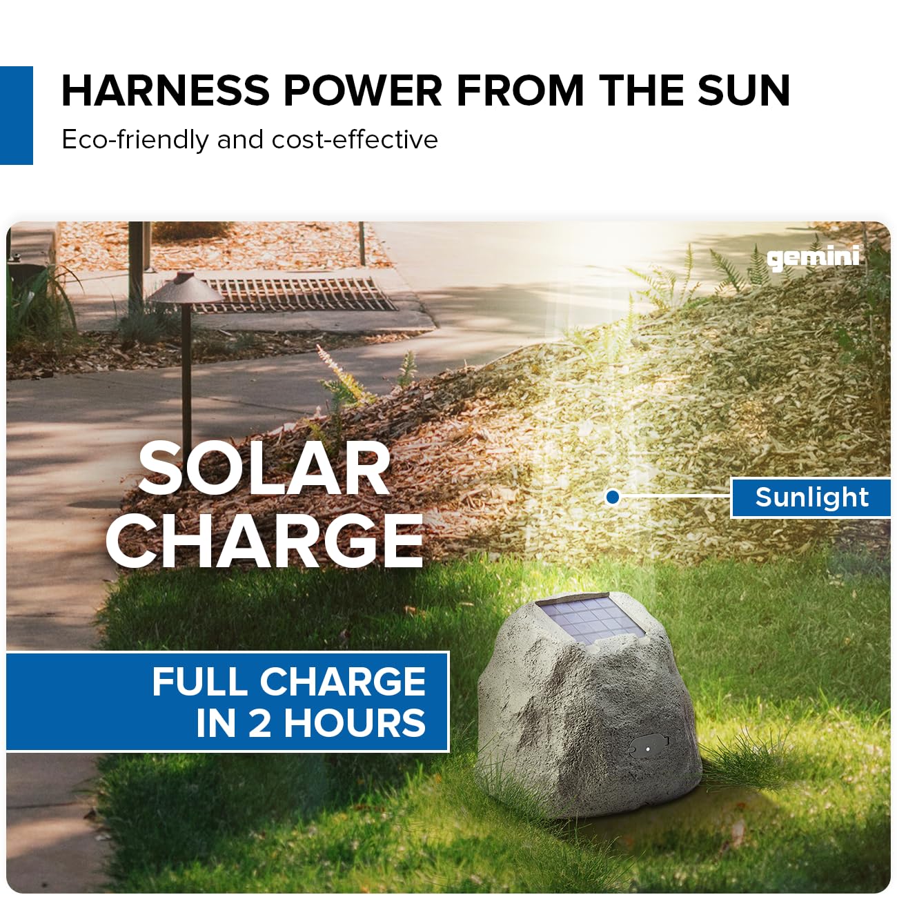 Gemini Sound Ghrk 500Ltms Pr: Portable Solar Powered Bluetooth Rock Speakers Pair With Multi Link, Weather Resistant Design For Outdoor Entertainment, Wireless Connectivity, And Ambient Led Lighting