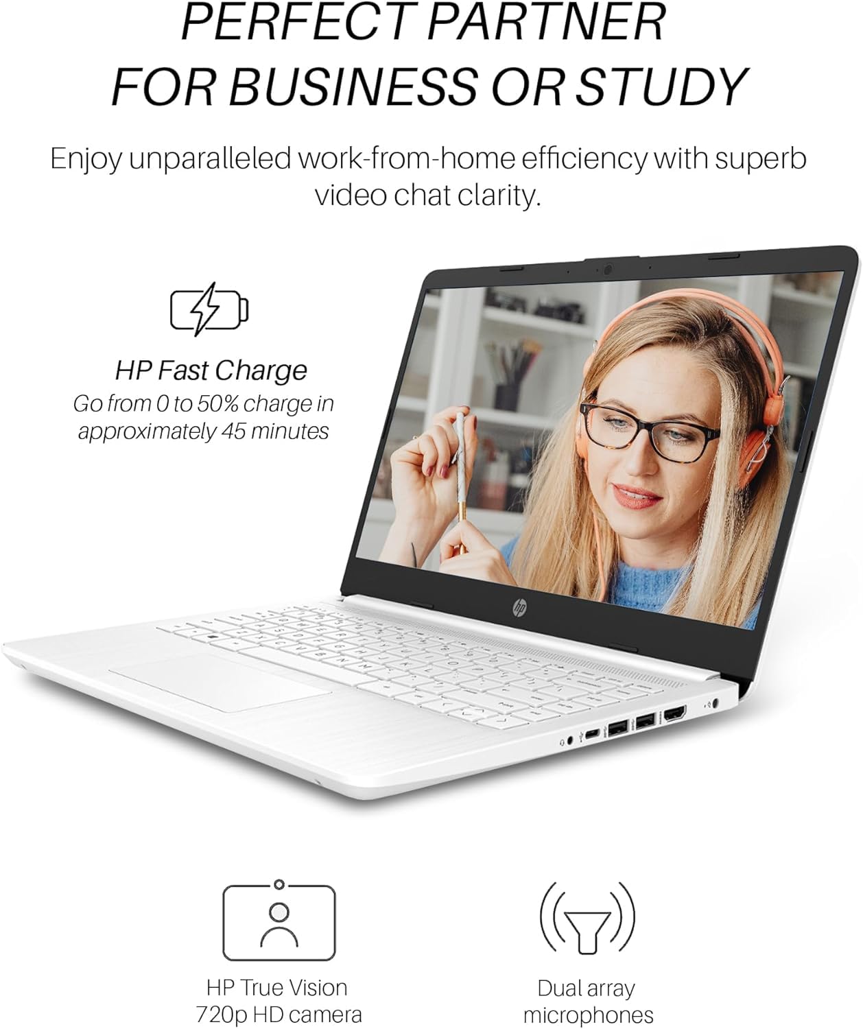 Hp 14 Inch Ultral Light Laptops For Business, College Students Laptop, Intel Celeron N4120, 16Gb Ram, 320Gb Storage(64Gb Emmc+25