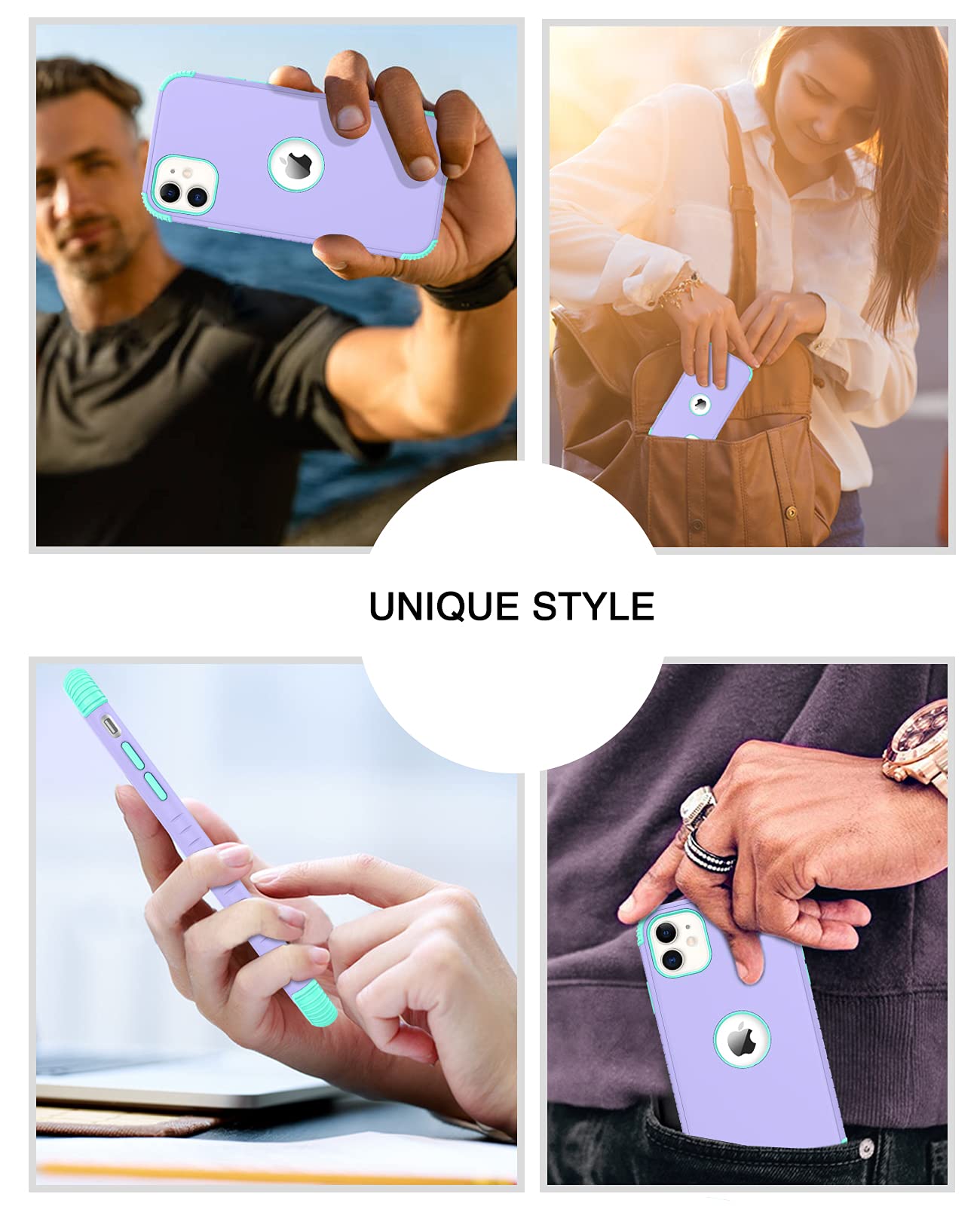 Bentoben For Iphone 11 Phone Case, Heavy Duty 2 In 1 Full Body Rugged Shockproof Protection Hybrid Hard Pc Bumper Drop Protectiv