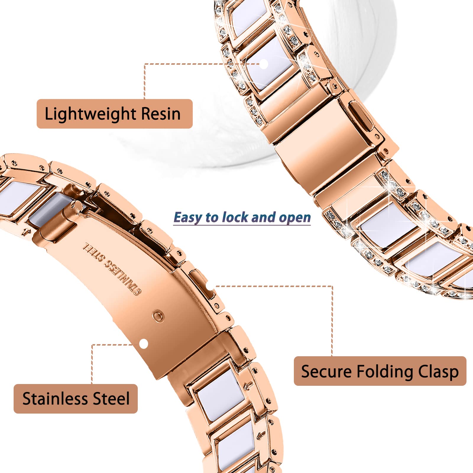 Ninki Compatible Samsung Galaxy Watch 6 Band Classic 43Mm 47Mm 40Mm 44Mm,20Mm Resin Metal Samsung Galaxy Watch 5 Band Pro 45Mm 4