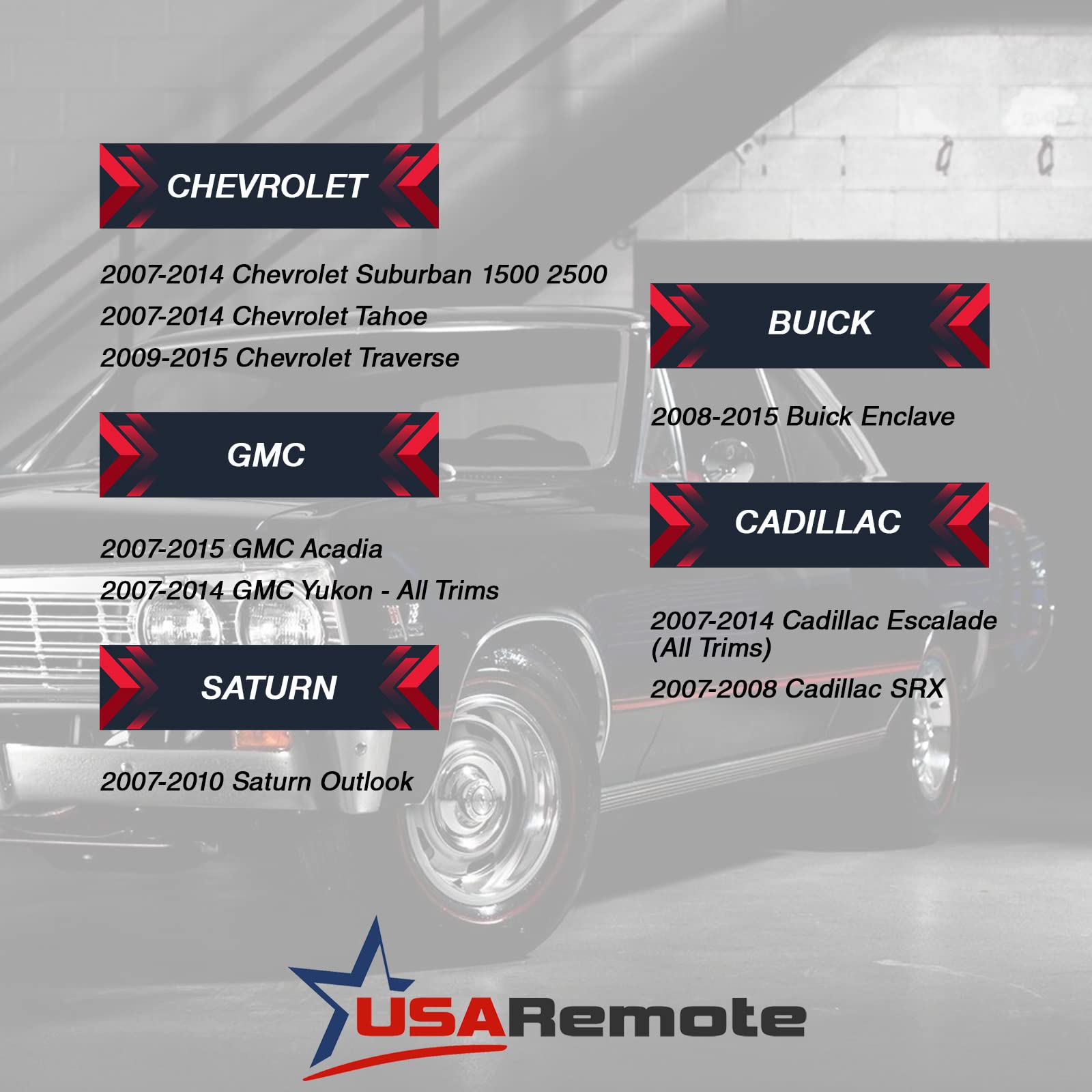 Car Key Fob Keyless Entry Remote With Ignition Key Fits Chevy, Cadillac, Gmc, Buick, Saturn (Ouc60270, Ouc60221), Set Of 2