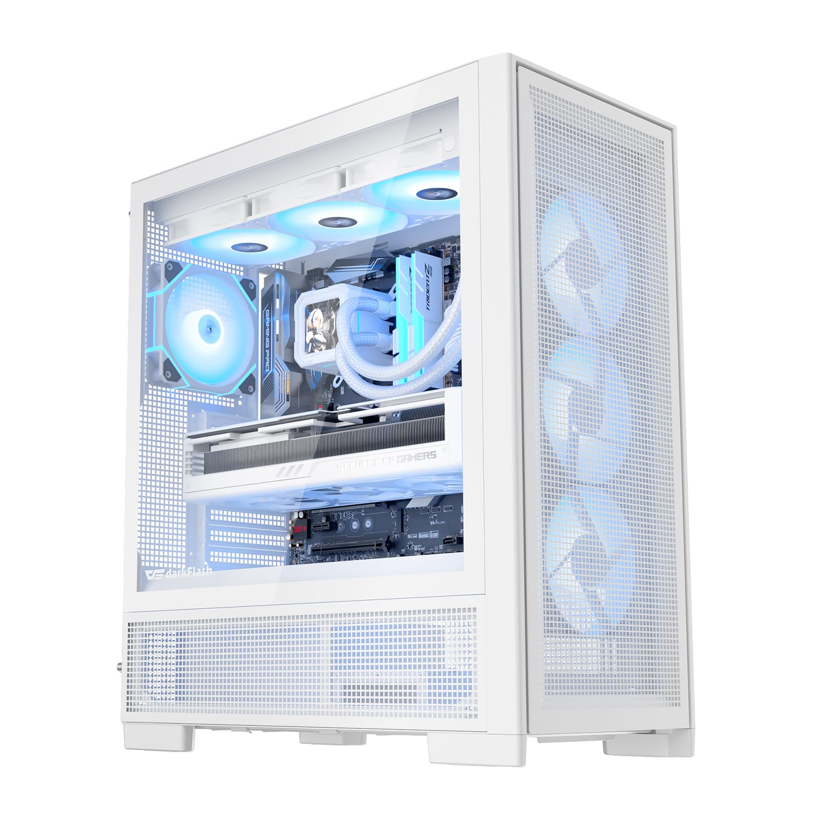 darkFlash AIR NOVA Full Tower E-ATX PC Case, Six-Sided Ventilated Gaming Case, Up to 420mm Radiator, Vertical GPU Mount, Back Co
