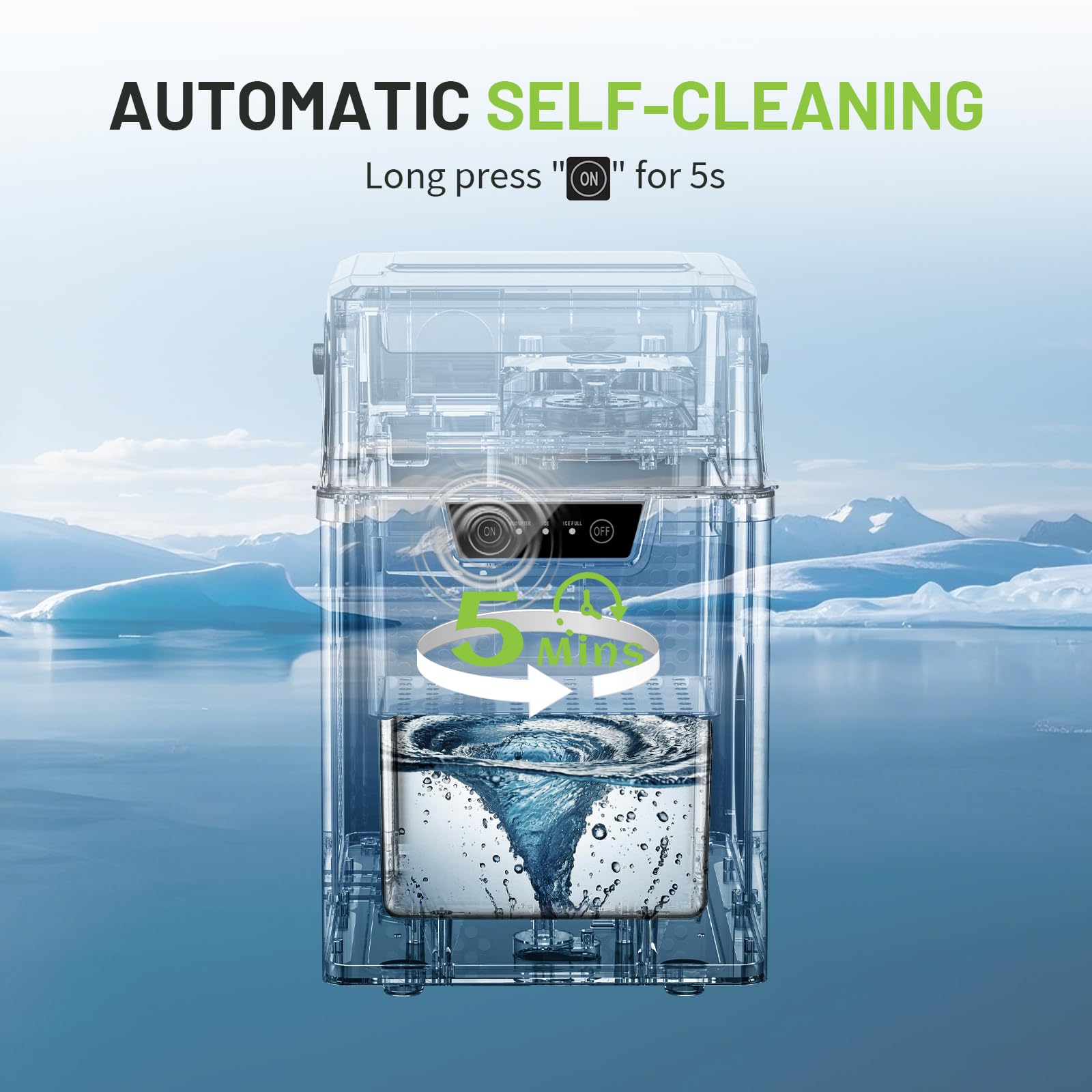 Nugget Countertop Ice Maker With Soft Chewable Ice 40Lbs, Pebble Sonic Ice Machine With Basket And Scoop, Ready In 5 Mins, 40Lbs