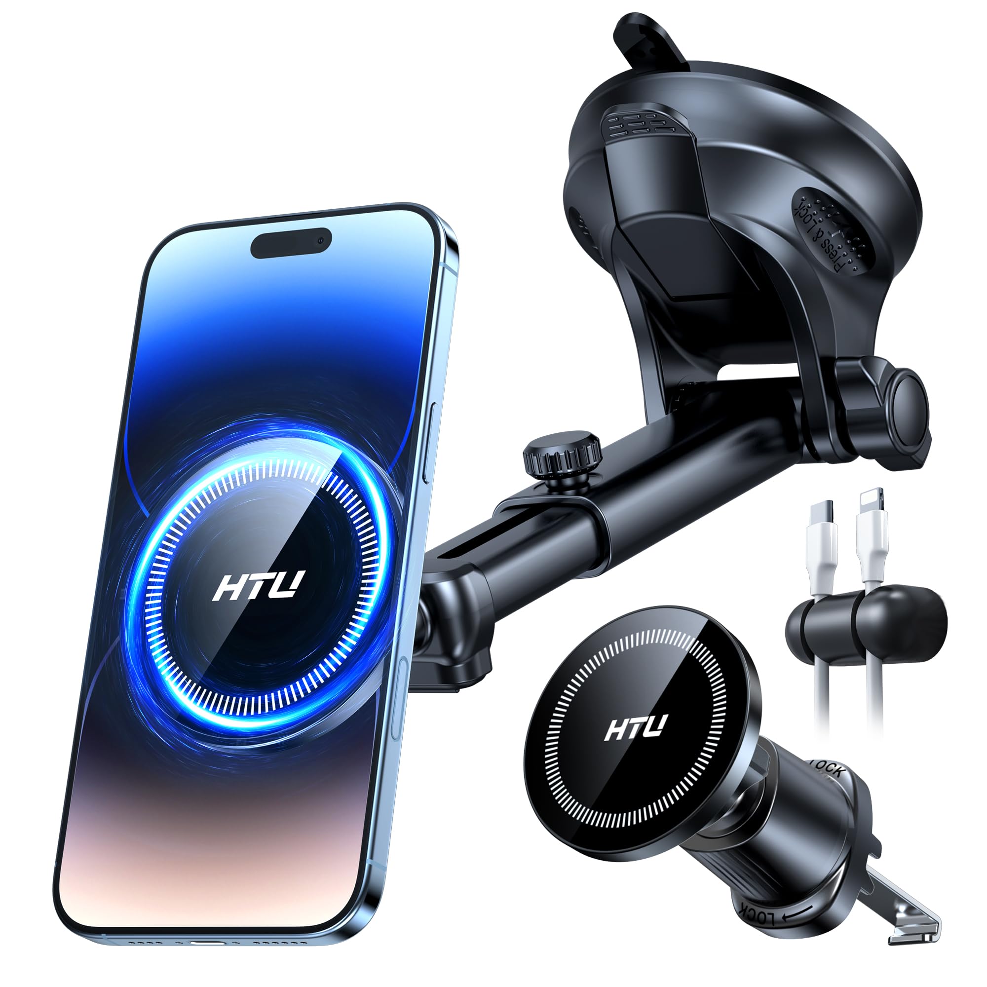 Htu For Magsafe Car Phone Mount Magnetic Phone Holder For Windshield Vent Dashboard Magnetic Suction Phone Mount For Iphone 16/1