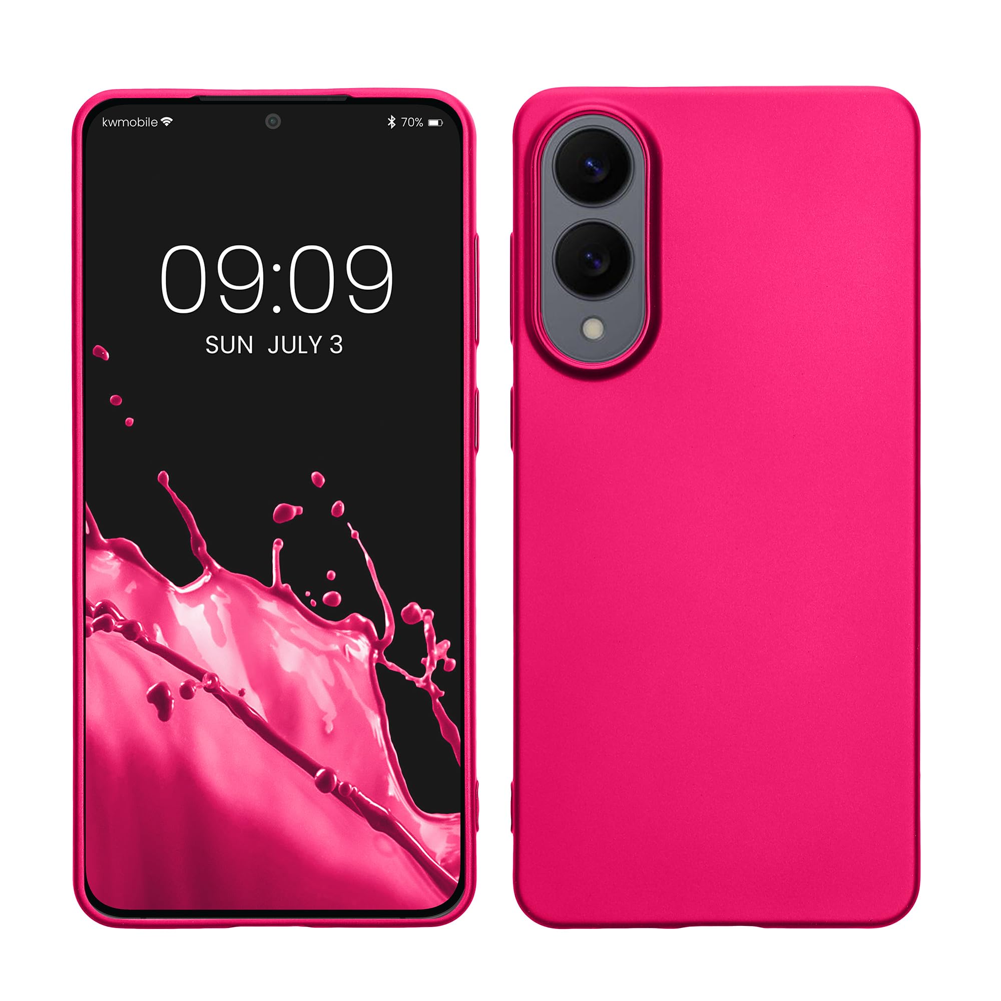 kwmobile Case Compatible with Samsung Galaxy S25 Edge Case - Soft Slim Metallic TPU Silicone Cover - Metallic Pink