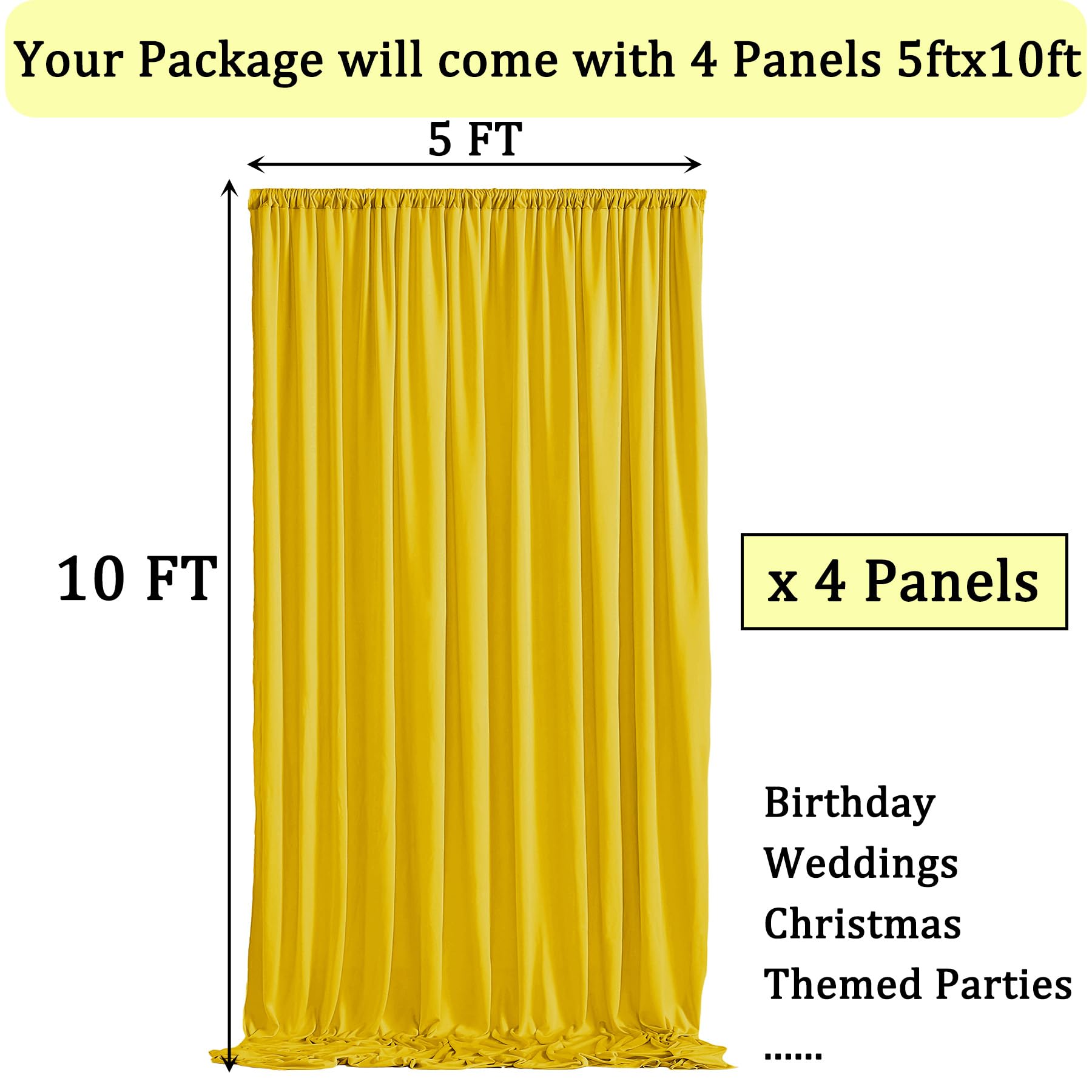 20Ft X 10Ft Wrinkle Free Yellow Backdrop Curtains For Parties, Thick Fabric Lemon Backdrop Drapes For Weddings Bee Sunflower Bir