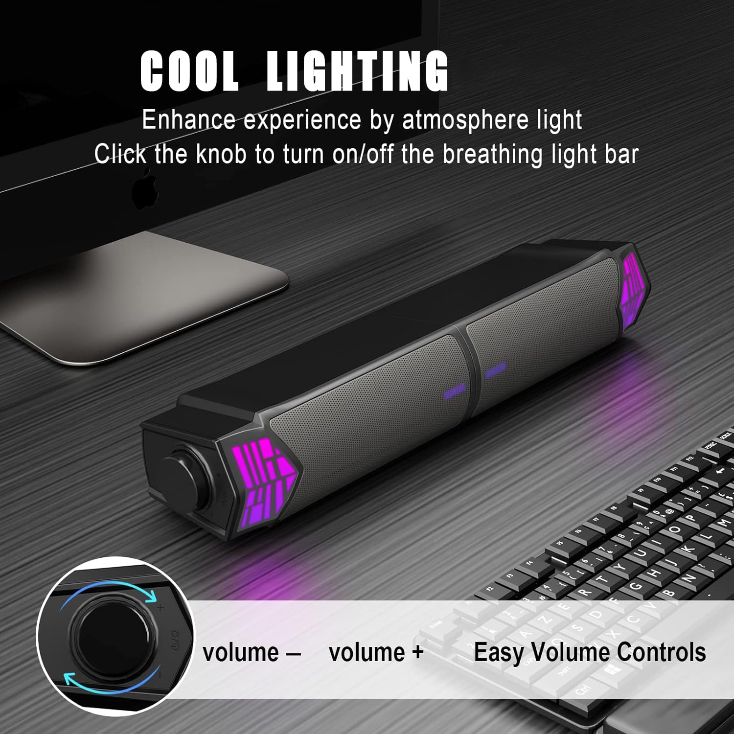 Gaming Speakers For Pc, Computer Speakers For Desktop Monitor With Bluetooth, 2 In 1 Computer Speaker Soundbar, Can Be Split And Combined Freely