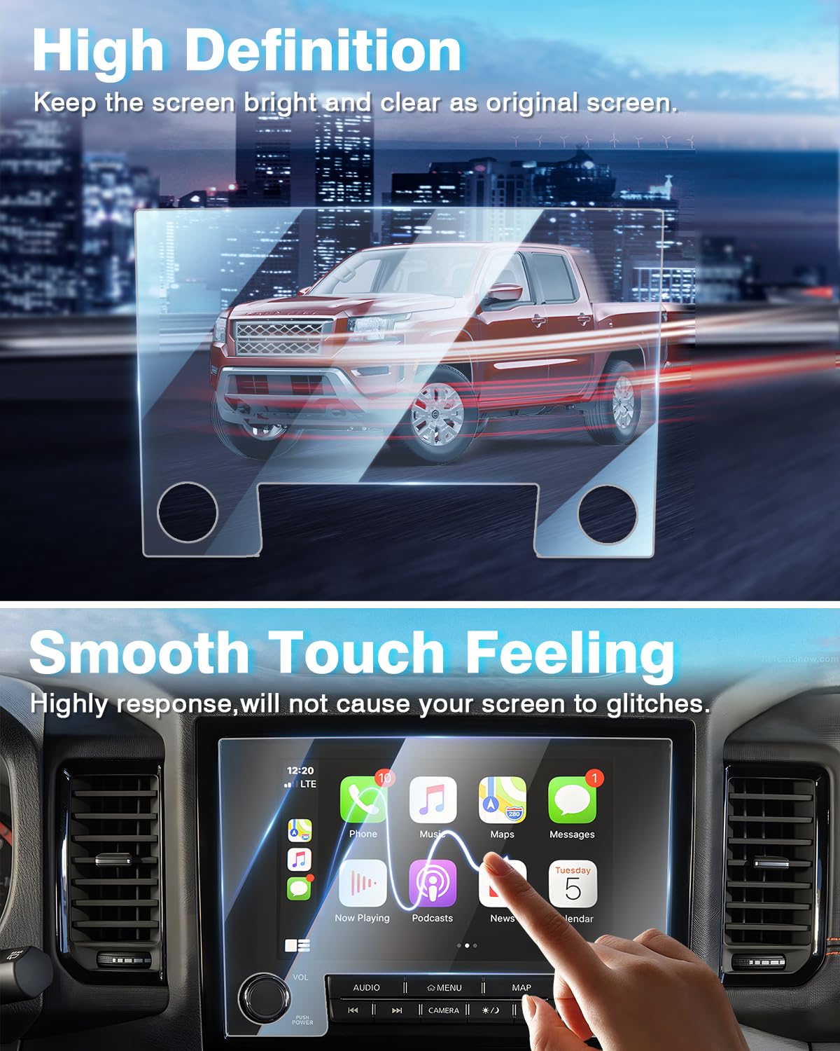 Karltys 2 Pack Tempered Glass Screen Protector For 2022 2024 Nissan Frontier Pro X Pro 4X 9 Inch Touch Screen, Car Radio Display Screen Protector, Anti Scratch Fingerprint Free Accessories