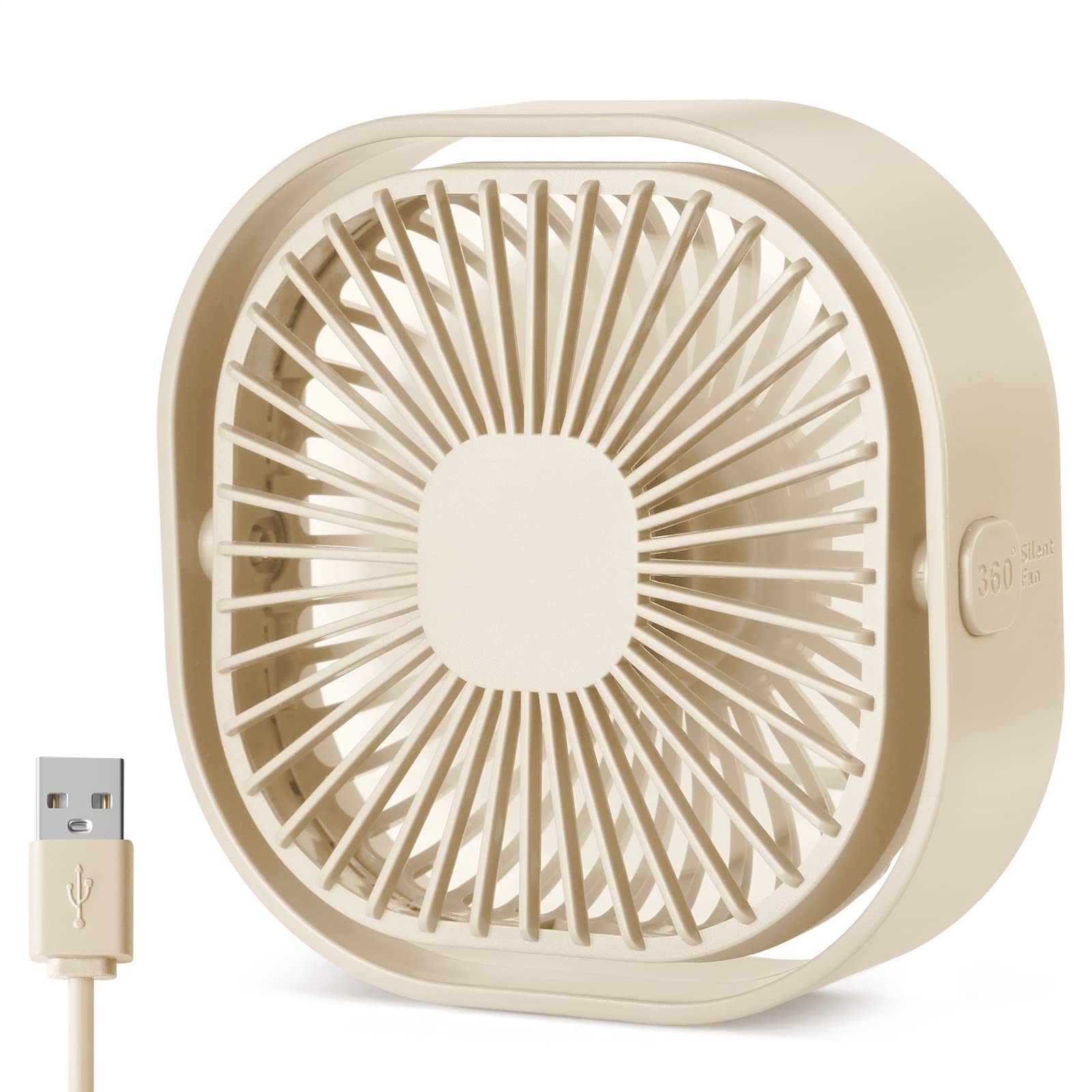 Small Usb Desk Fan, 4 Inch Quiet Mini Table Fan,3 Speeds Portable Desktop Fan, 360Rotatable Little Personal Fan,Small Cooling Fa