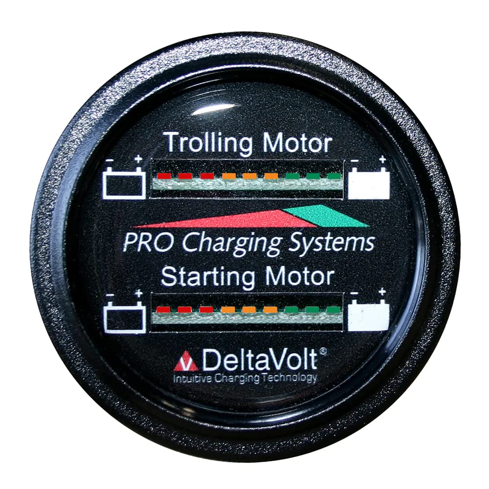 Pro Charging Systems Bfgwom1524V Dual Pro Dual Battery Fuel Gauge 24V Trolling 12V Starting, Black