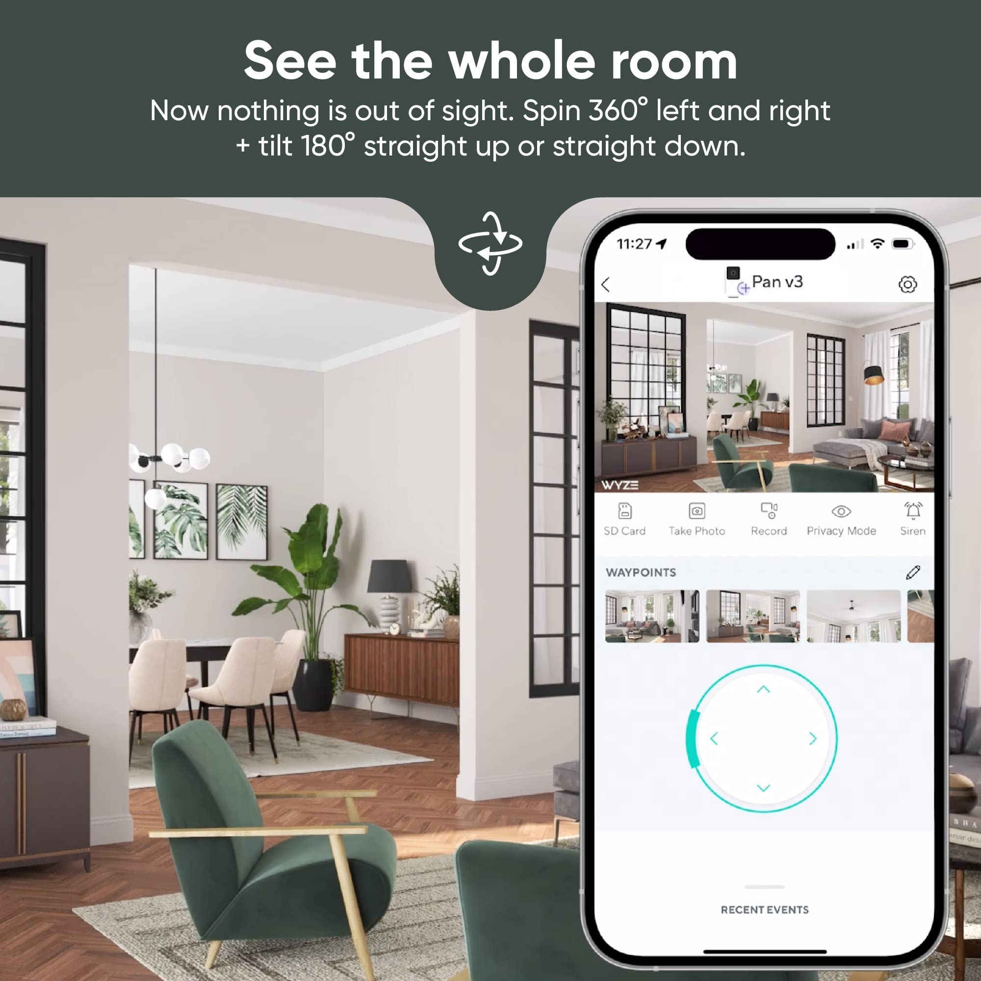 Wyze Cam Pan V3 Indoor/Outdoor Ip65 Rated 1080P Pan/Tilt/Zoom Wi Fi Smart Home Security Camera With Color Night Vision, 2 Way Audio, Compatible With Alexa & Google Assistant, White, 2 Pack
