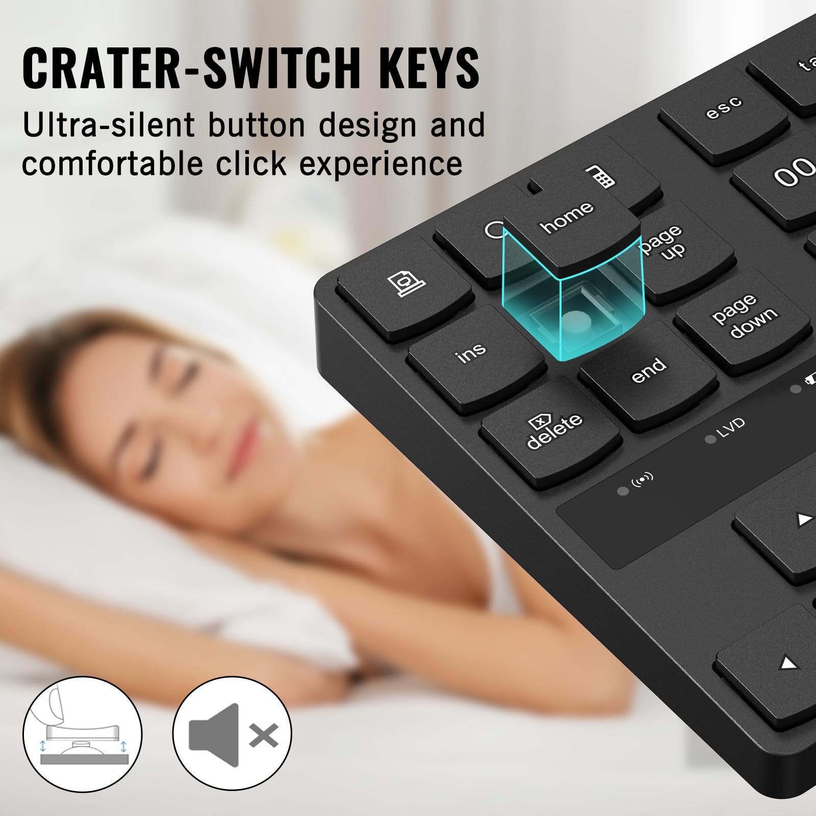 Racegt Wireless Number Pad, Numeric Keypad Ultra Silent Rechargeable 2.4G 35 Keys For Laptop,Desktop,Pc, Notebook