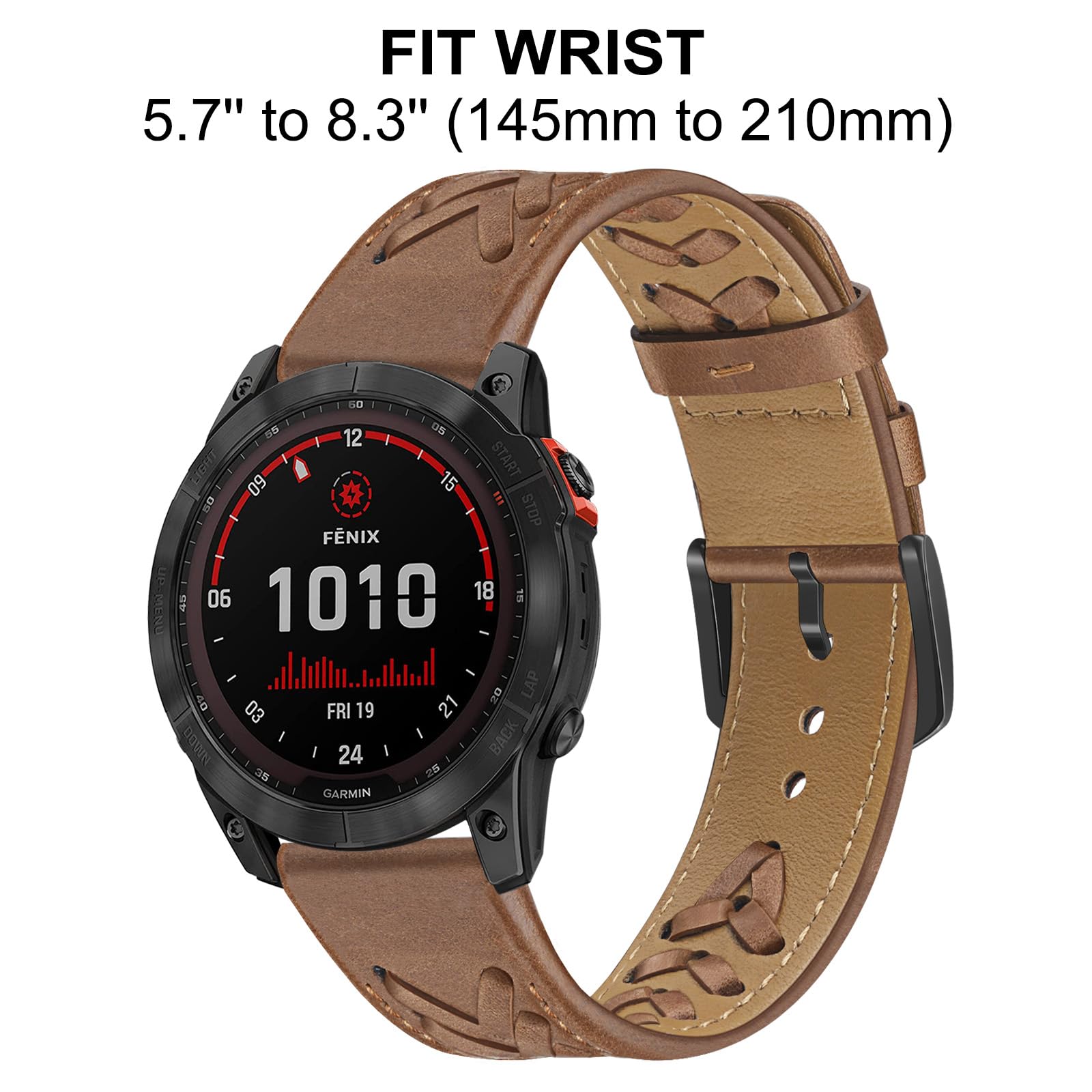 Trumirr Watch Band For Fenix 8 51Mm / 7X / 6X Pro / 5X Plus, 26Mm Quick Fit Leather Watchband V Pattern Strap For Garmin Instinc