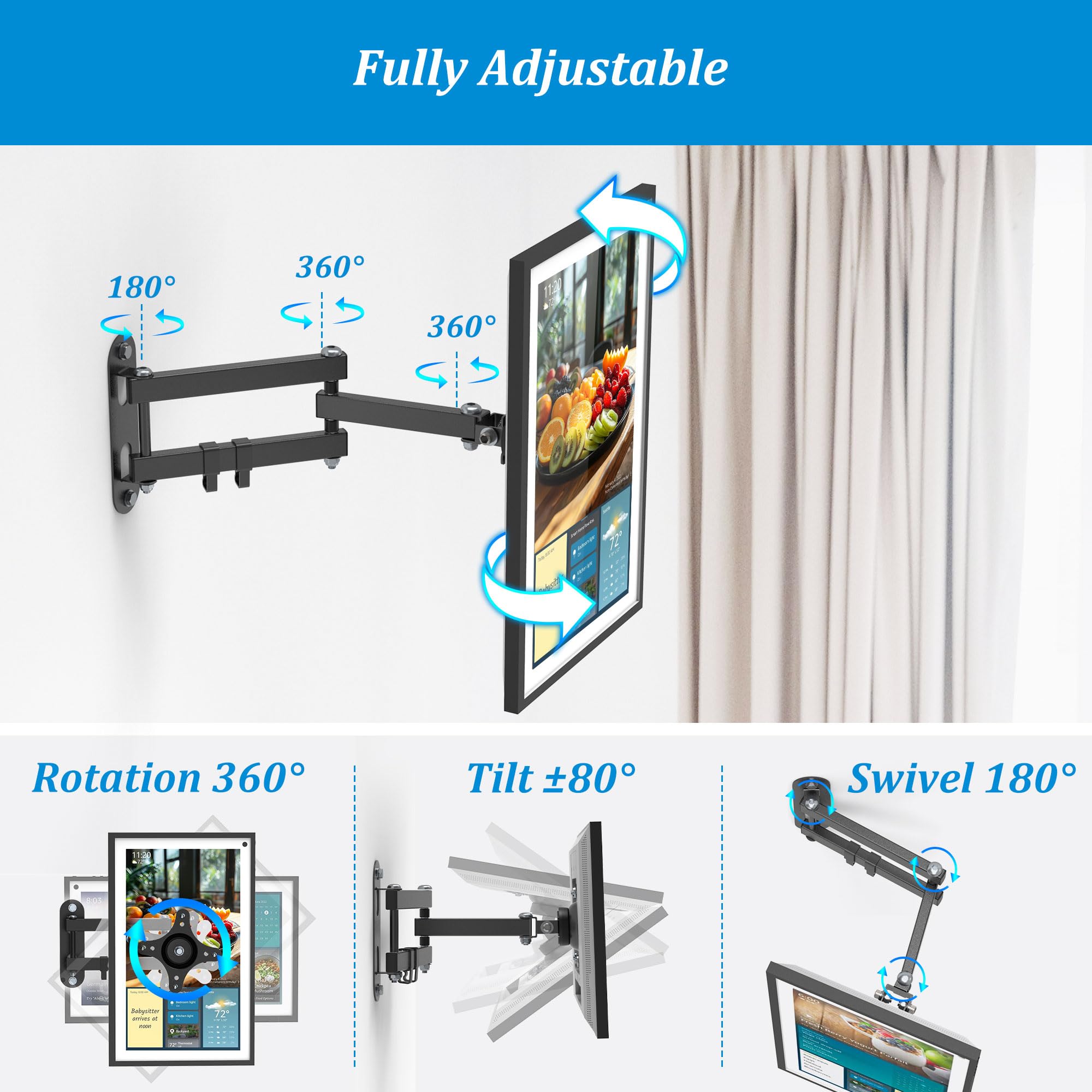 Plusacc Wall Mount For Show 15   Rotate Tilt Swivel Wall Stand Shelf For Show 15 & Monitors Tvs 13'' 27'', Metal Adjustable Moun
