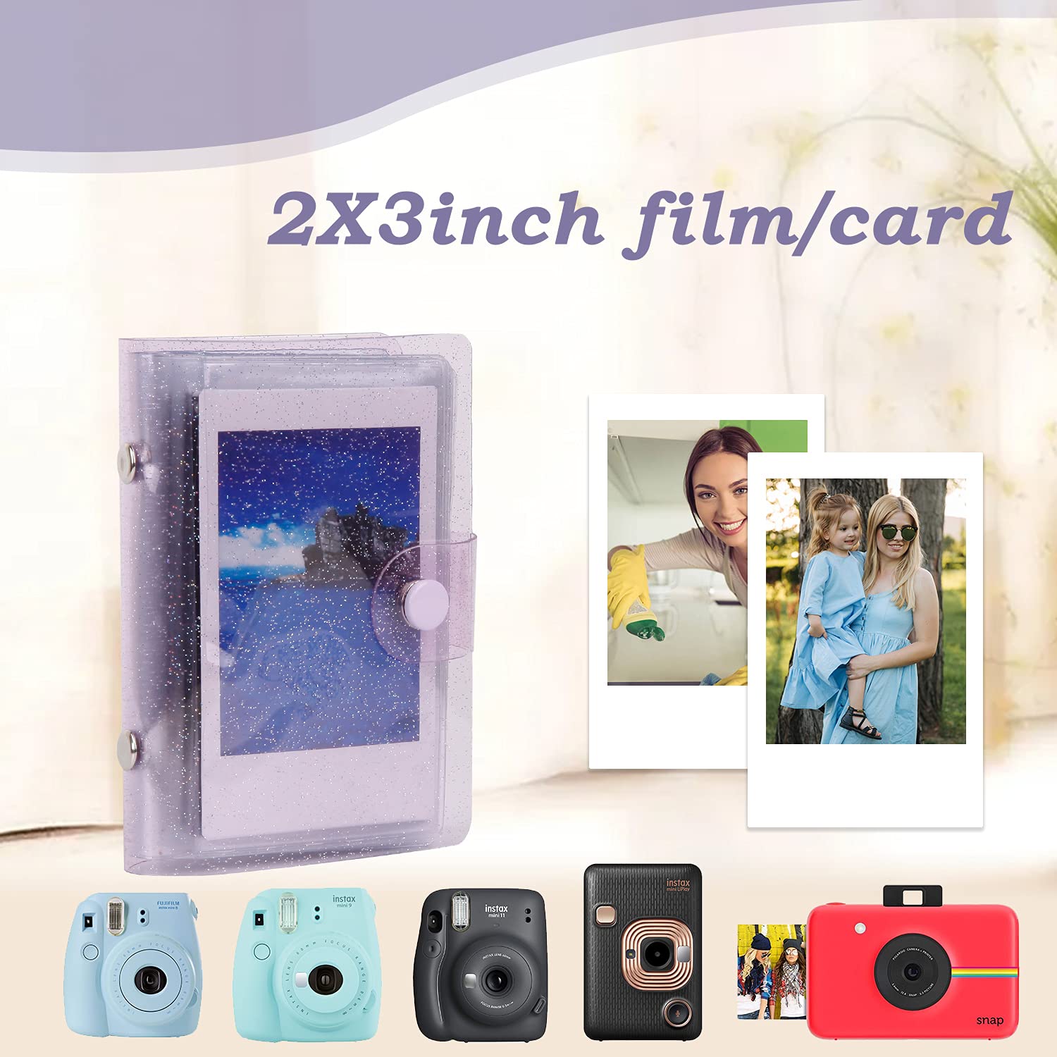 2Packs 36 Pockets 2X3 Photo Album For Fujifilm Instax Mini 12 11 9 8+ 8 7S 99 90 70 50S 40 26 25 Camera, Polaroid Snap, Z2300, S