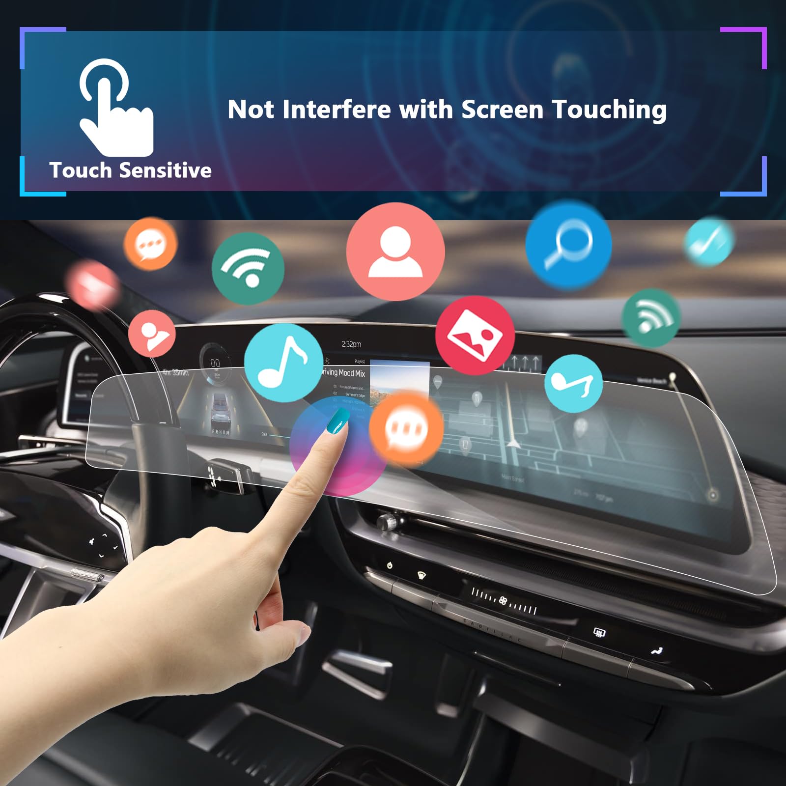 Sxcy For 2024 2025 Cadillac Xt4 2025 Ct5 2023 2024 Cadillac Lyriq Accessories 2025 Ct5 Xt4 Navigation Touch Display Screen Protector 33 Inch[2Pcs Nano]