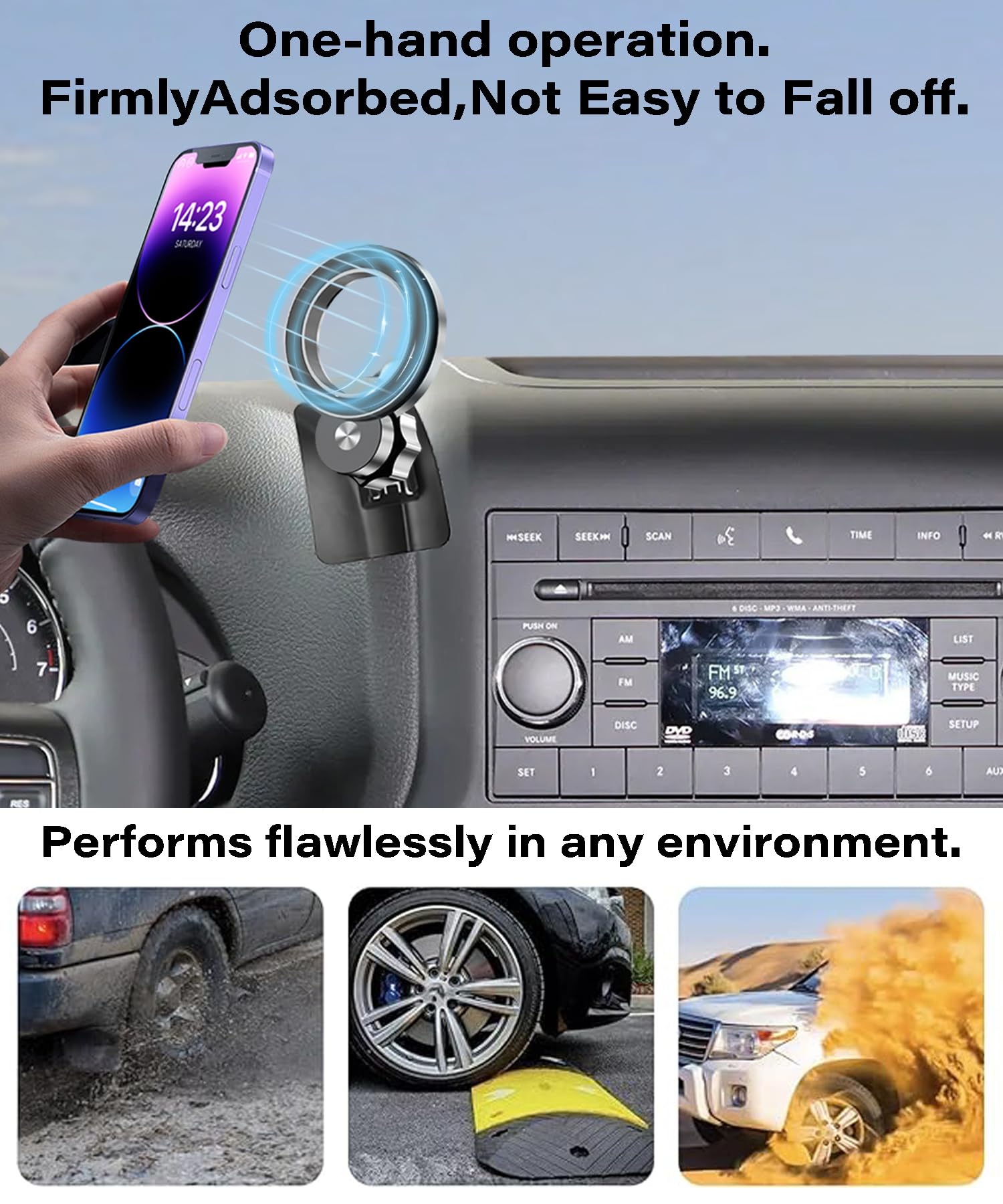 Abeeygeomarn Magnetism Car Phone Holder For 2011-2017 Jeep Wrangler Jk Jku Accessories Compatible With Magsafe Hands-Free 360 De