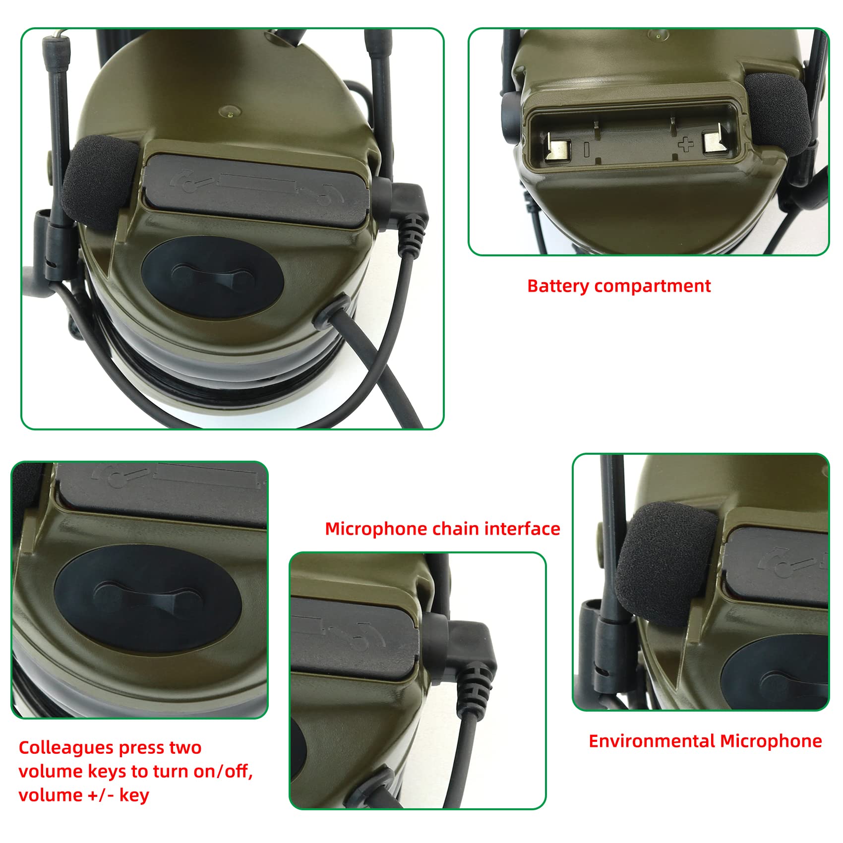 Hearfalcom Comta Iii (Comta Ii Headset Upgrade Version) Tactical Airsoft Sports Noise Cancelling Pickup Silicone Earmuffs Shooti