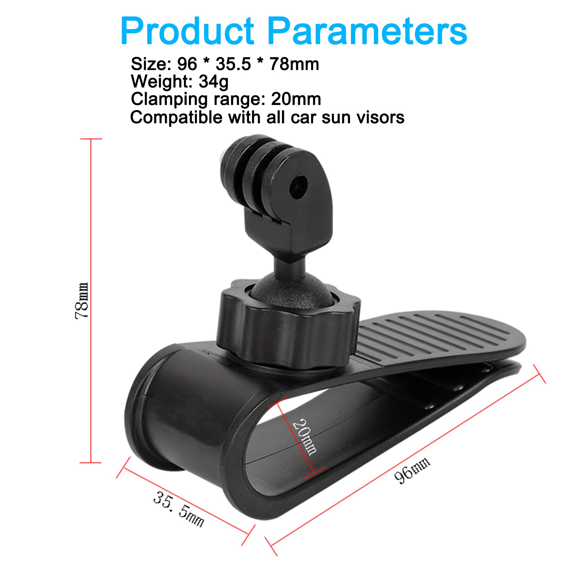 Pellking Car Sun Visor Mount Vlog/Video Holder For Iphone Samsung Cell Phone Gopro 13 12 10 9 8 7 6 Insta360 X4 X3 X2 X Rs R Akaso Dji Osmo Action 5 4 3 2 Camera And Accessories