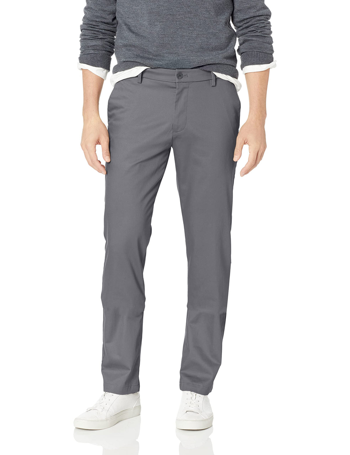 Dockers Mens Slim Fit Signature Khaki Lux Cotton Stretch Pants, Magnet, 31W X 32L