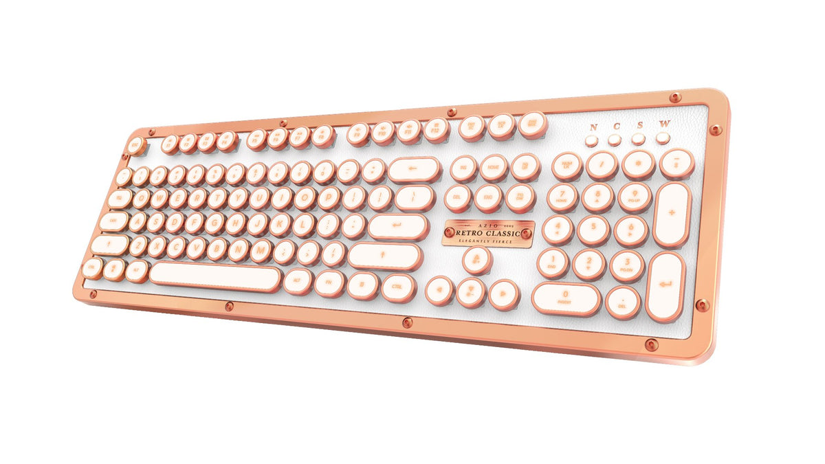 Azio Retro Classic Bluetooth (Posh) - Wireless/Usb Wired Leather Vintage Backlit Mechanical Keyboard For Pc/Mac (Mk-Retro-L-02B-Us)