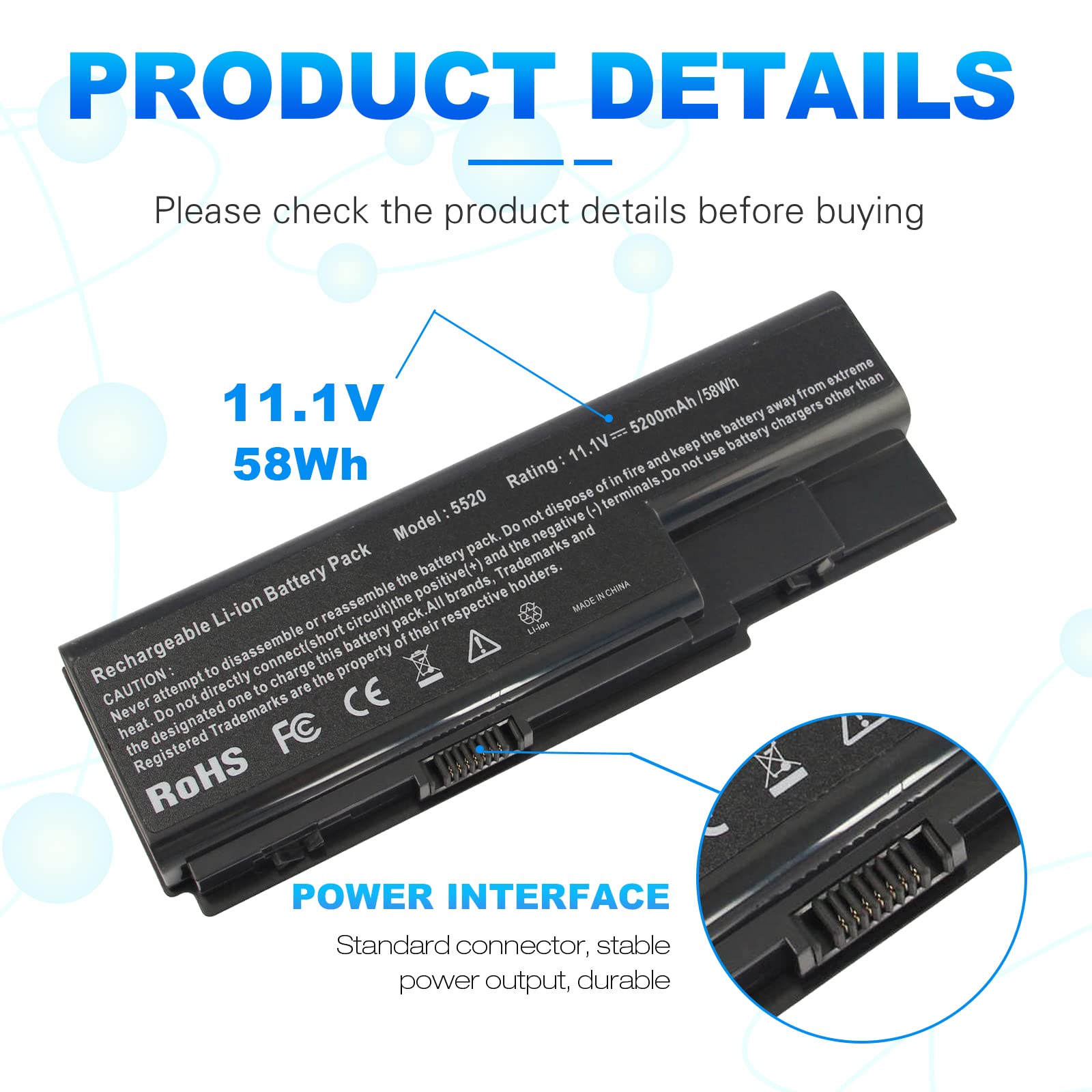 Laptop Battery For Gateway Nv73 Nv74 Nv78 5920G Nv79, For Acer As07B31 As07B51 As07B41 As07B42 As07B32 As07B61 As07B71 As07B72 A