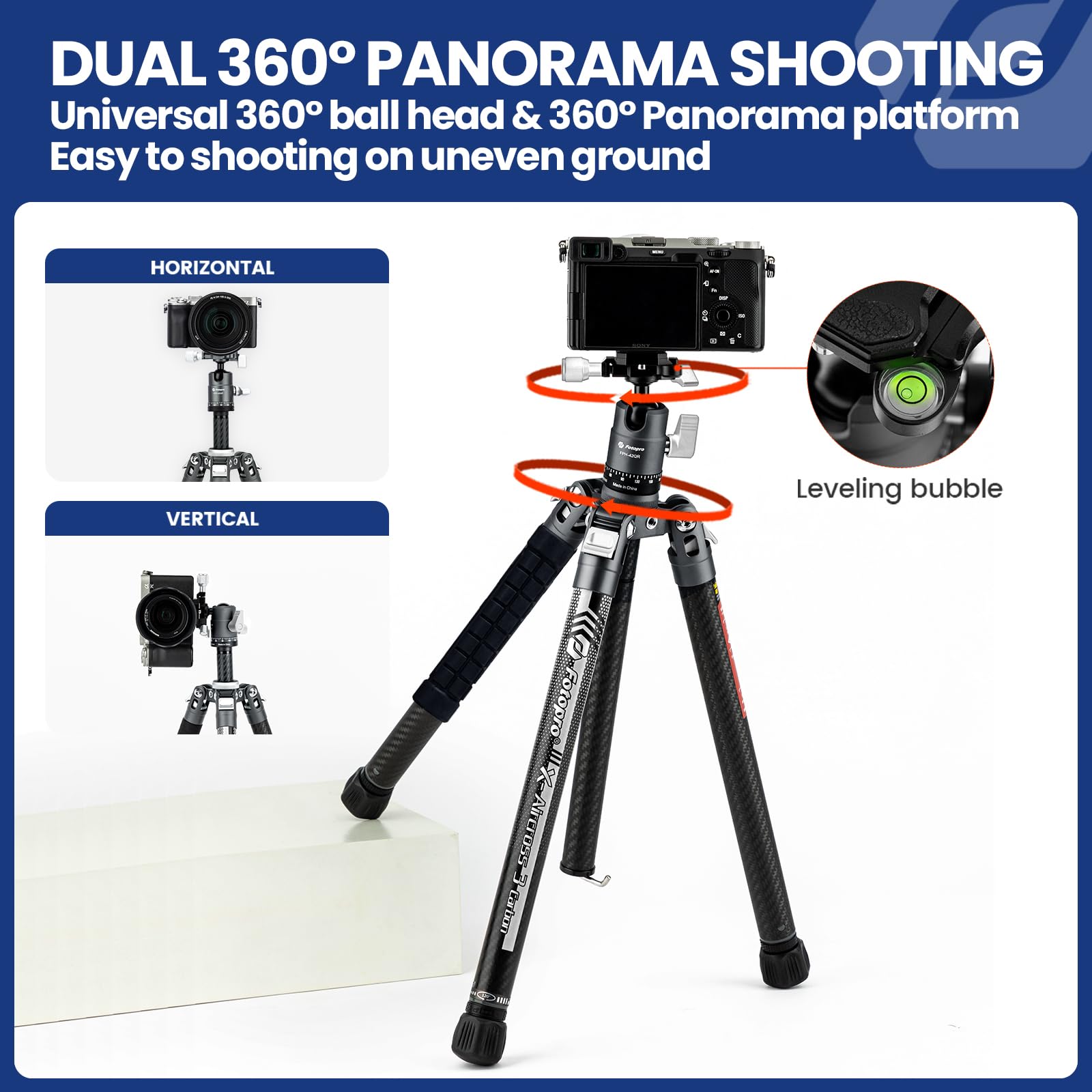 Fotopro Carbon Fiber Tripod For Camera 2Lbs Ultralight 62 Inch Travel Camera Tripod Max Loads Up 22Lbs X Aircross 3 Grey