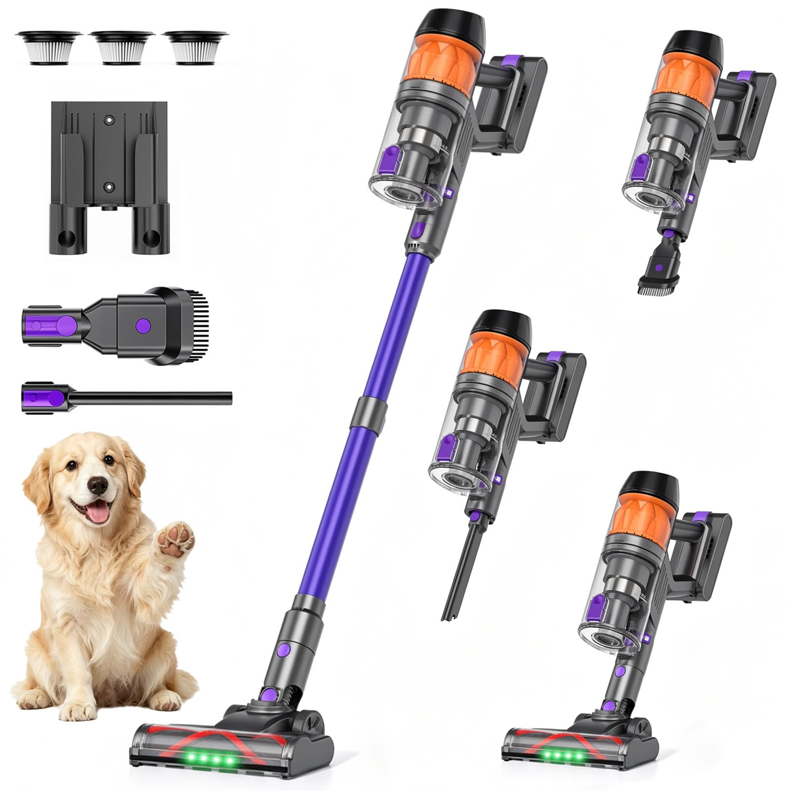 COTIAR Cordless Vacuum Cleaner 500W 40KPa 60Mins Purple