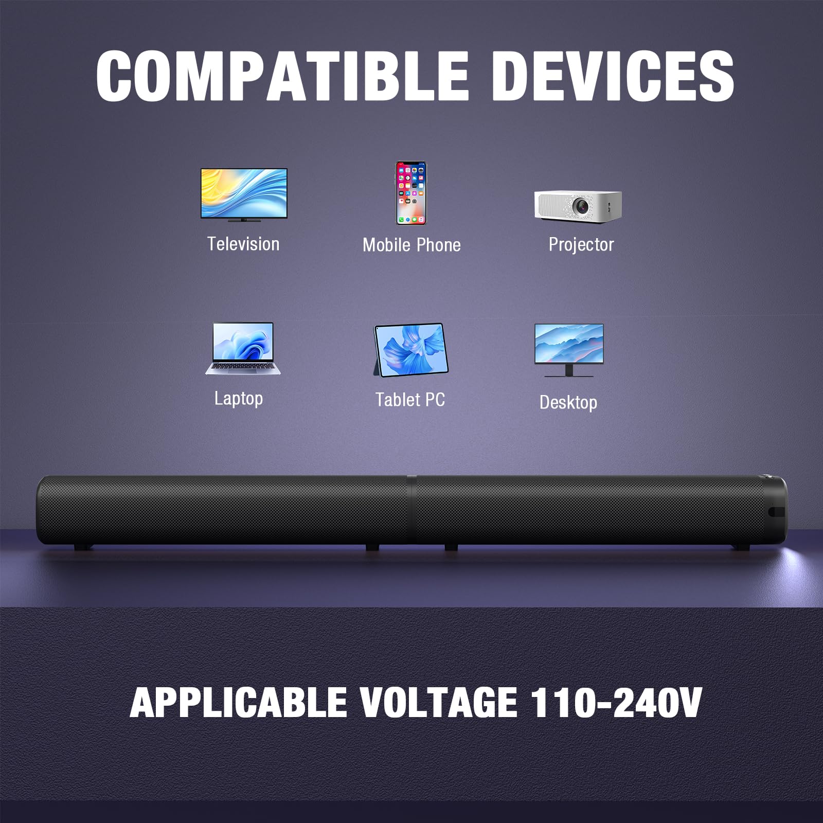 Yenjuty Sound Bar, 100W Sound Bar For Smart Tv, Bluetooth 5.3 Soundbar, 2 In 1 Detachable Home Speaker Bass Effect, Home Theater