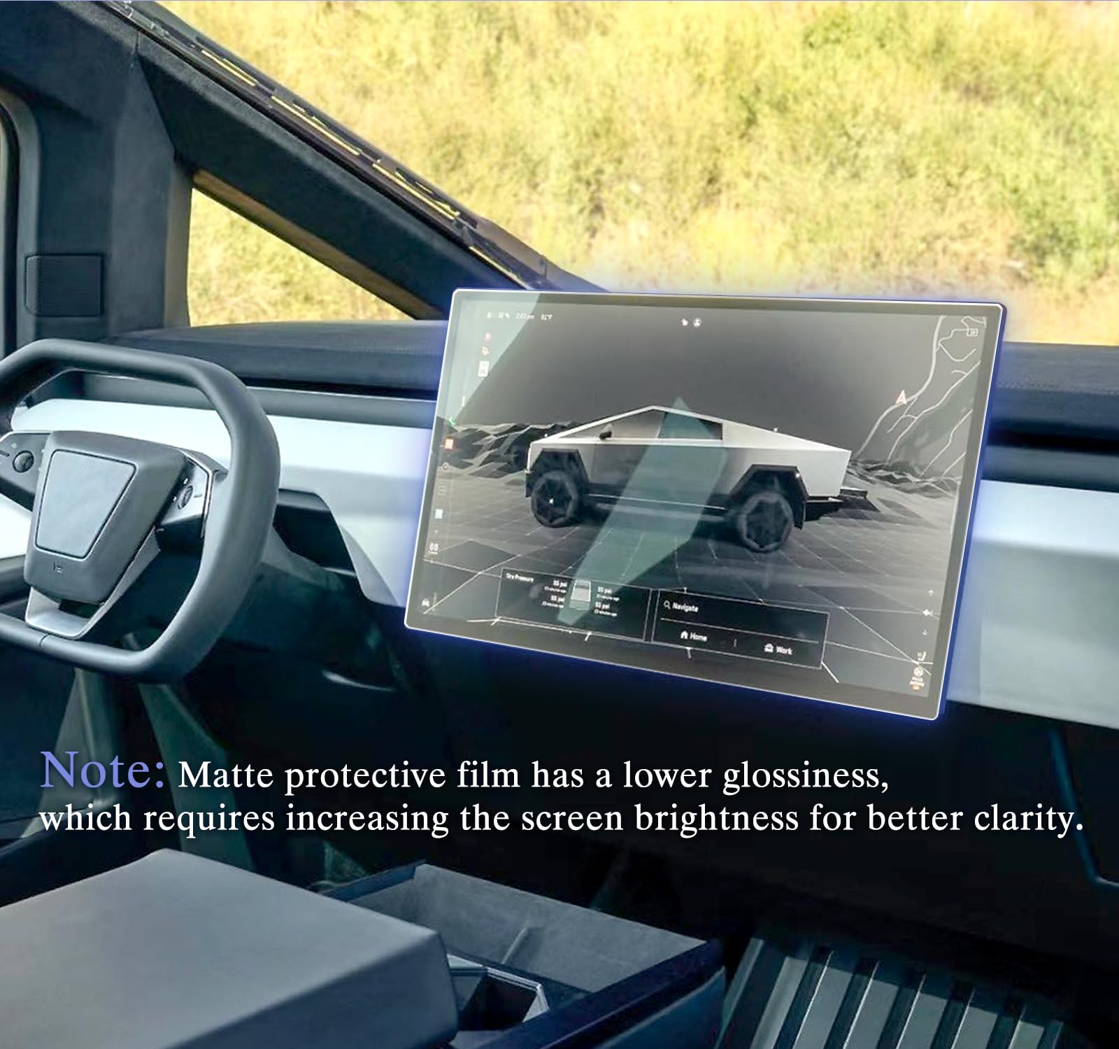 2Pcs 2024 Tesla Cybertruck Screen Protector Matte For 2024 Tesla Cybertruck Accessories 2024 Cybertruck Nav. 18.5&Rear Seat 9.4