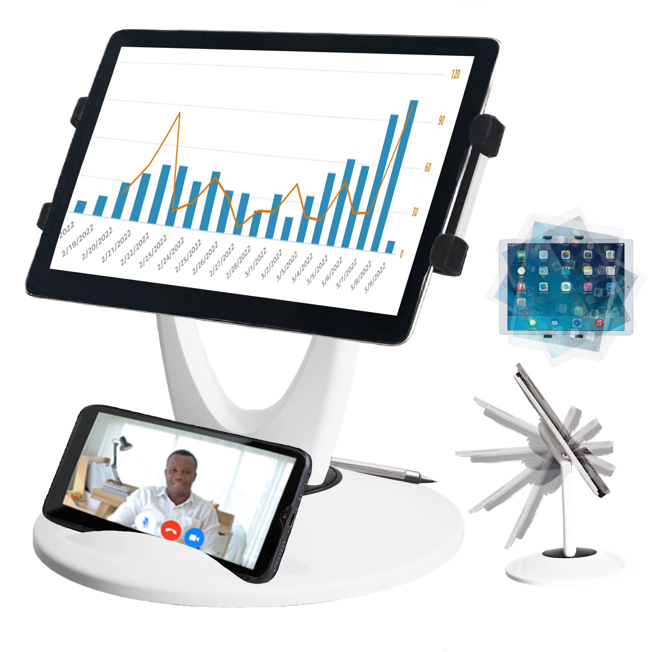Max Smart Large Tablet Pos Stand, Rotating Commercial Tablet Stand, Swivel Base For Retail Kiosk Register Office Showcase Cashie