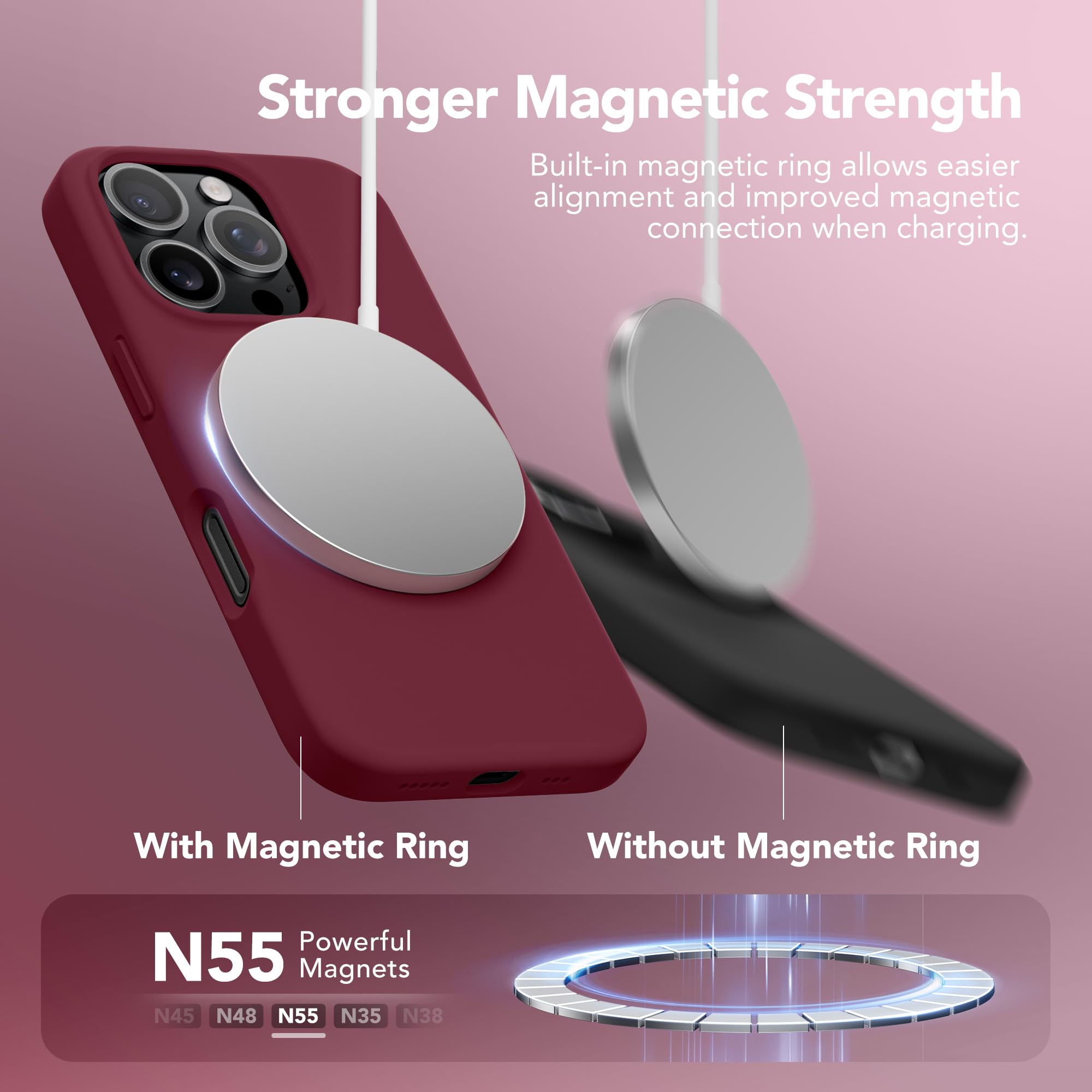 Gonez Magnetic For Iphone 16 Pro Case, Compatible With Magsafe, [2 Screen Protector + 2 Camera Lens Protector], Silicone Shockpr