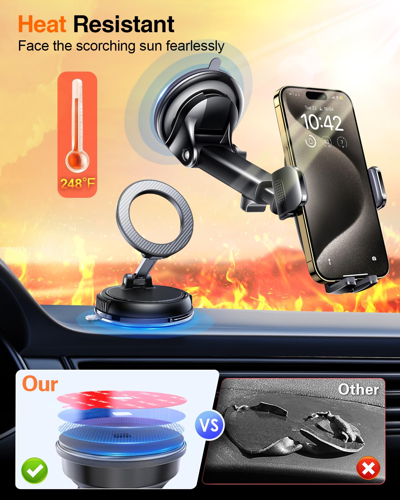 Pop-Tech 75Mm Adhesive Pad Replacement For Suction Cup: 4Pcs 2.95'' Double Sided Sticky Tape For Dash Car Mount - 3M Vhb Round S