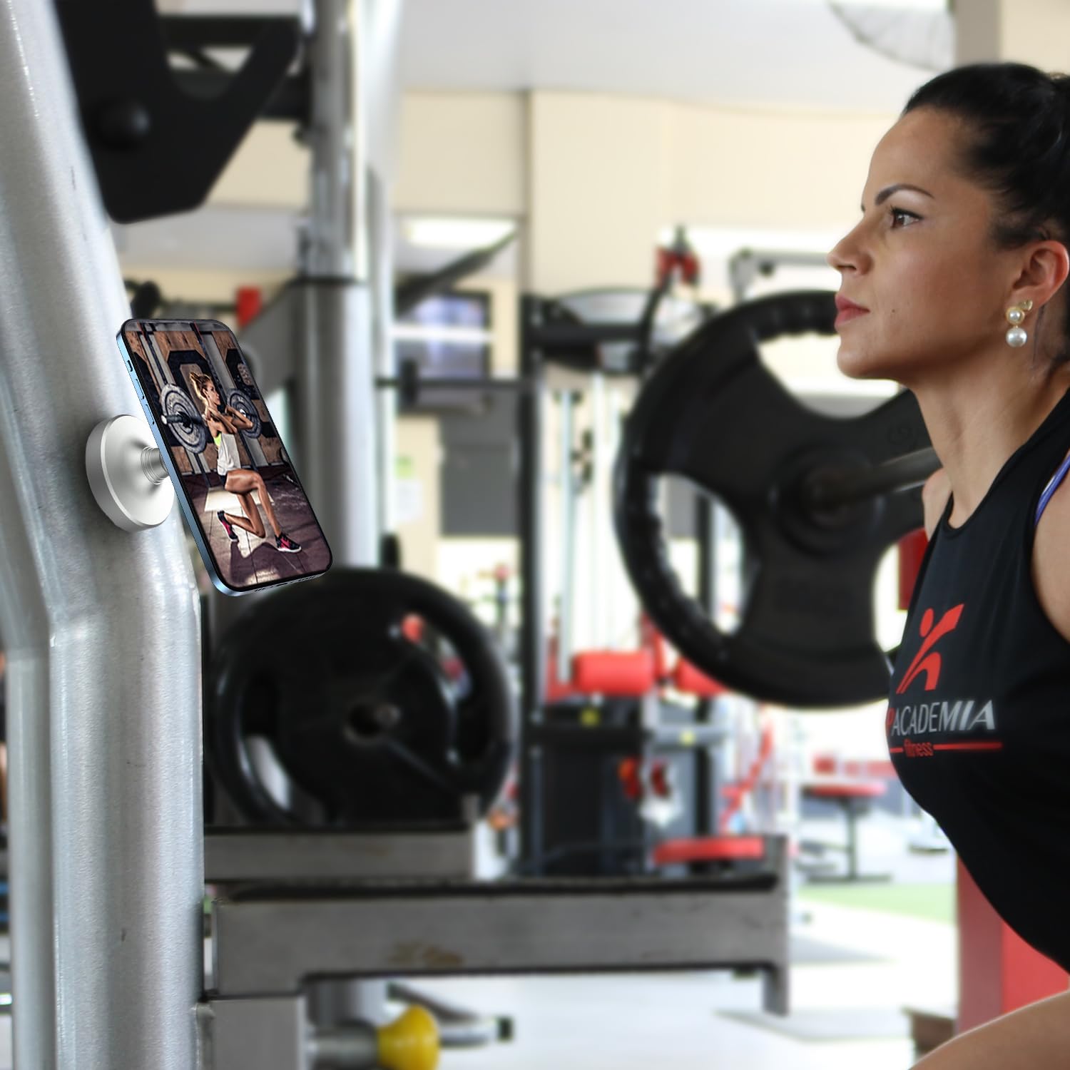 Efocakiox Dual Magnetic Phone Holder For Gym, Gym Magnet Phone Mount&Holder For Videos & Photos, Attaches To Any Metal Surface-