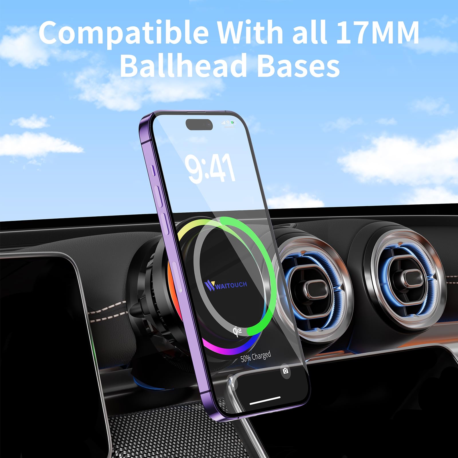 Qi2 15W Wireless Car Charger Mount[Fastest Charging Speed] Car Charger For Iphone 16/15/14/13/12 Pro Max/Mini And Others Phone,