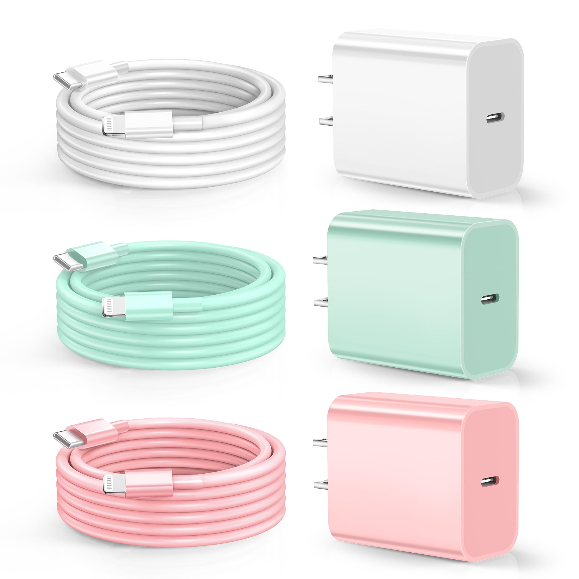 Dayaoncy For Phone Charger Fast Charging, 20W Usb C Wall Charger With 3Pack 6Ft Usb C To Lightning Cable, Phone Cable Fast Charging Compatible With Phone 14/13/12/12 Pro Max/11/Xs Max/Xr