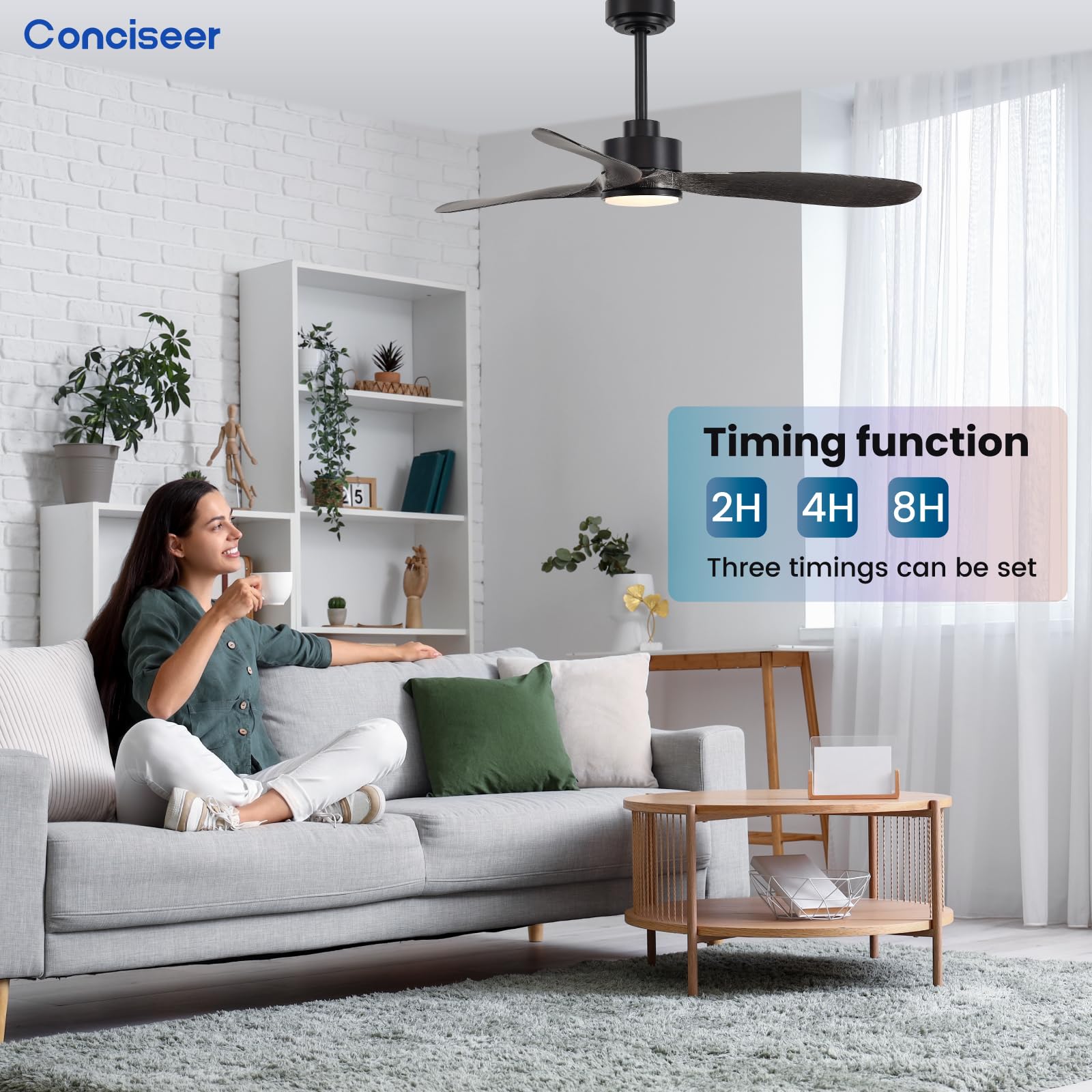 Wood Ceiling Fans With Lights, 52 Inch Ceiling Fans With Light And Remote For Bedroom Living Room Kitchen Office, Indoor/Outdoor