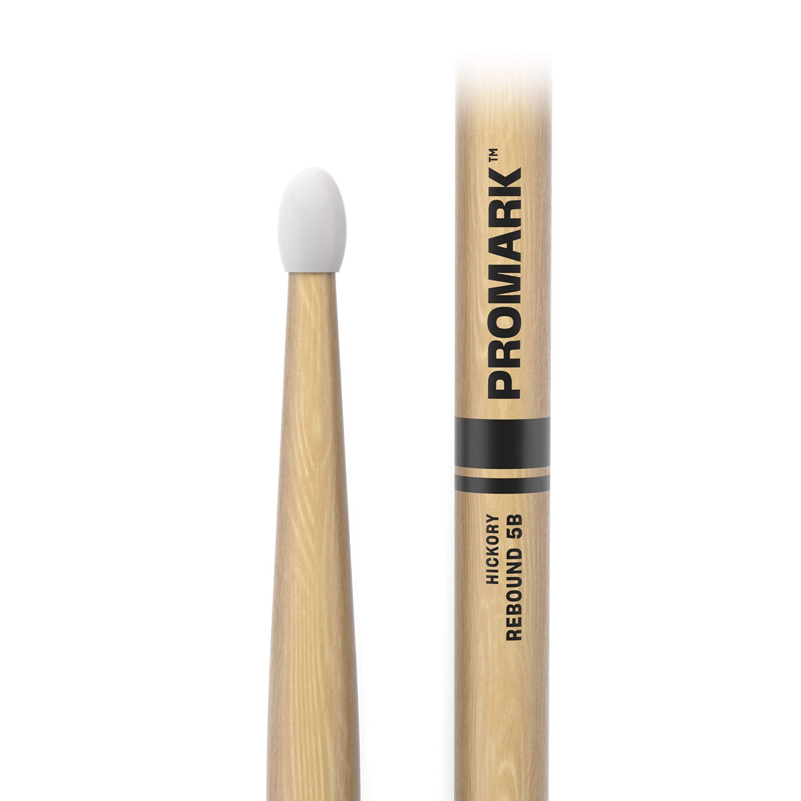 Promark Rebound 5B Hickory Drumsticks, Oval Nylon Tip, One Pair
