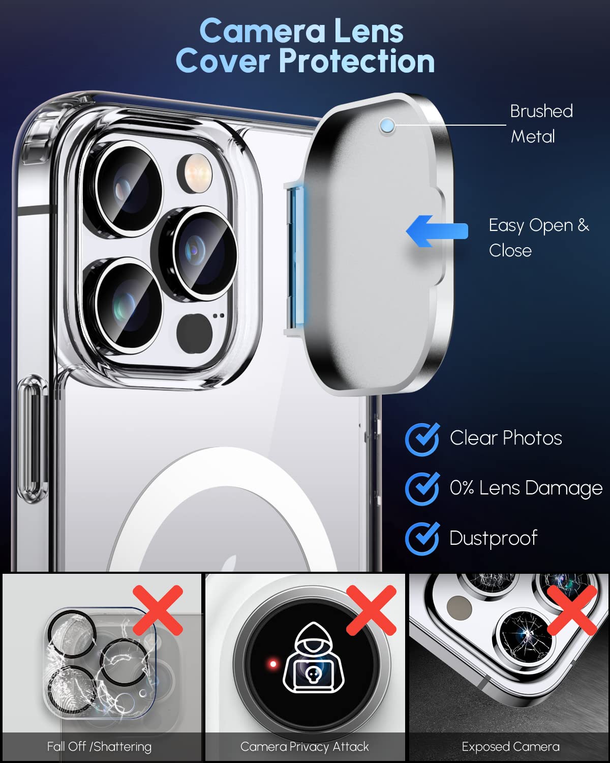 Silverback For Iphone 14 Pro Max Case With Stand, Magsafe Compatible Case With Built In Camera Cover,Magnetic Phone Case Shockpr
