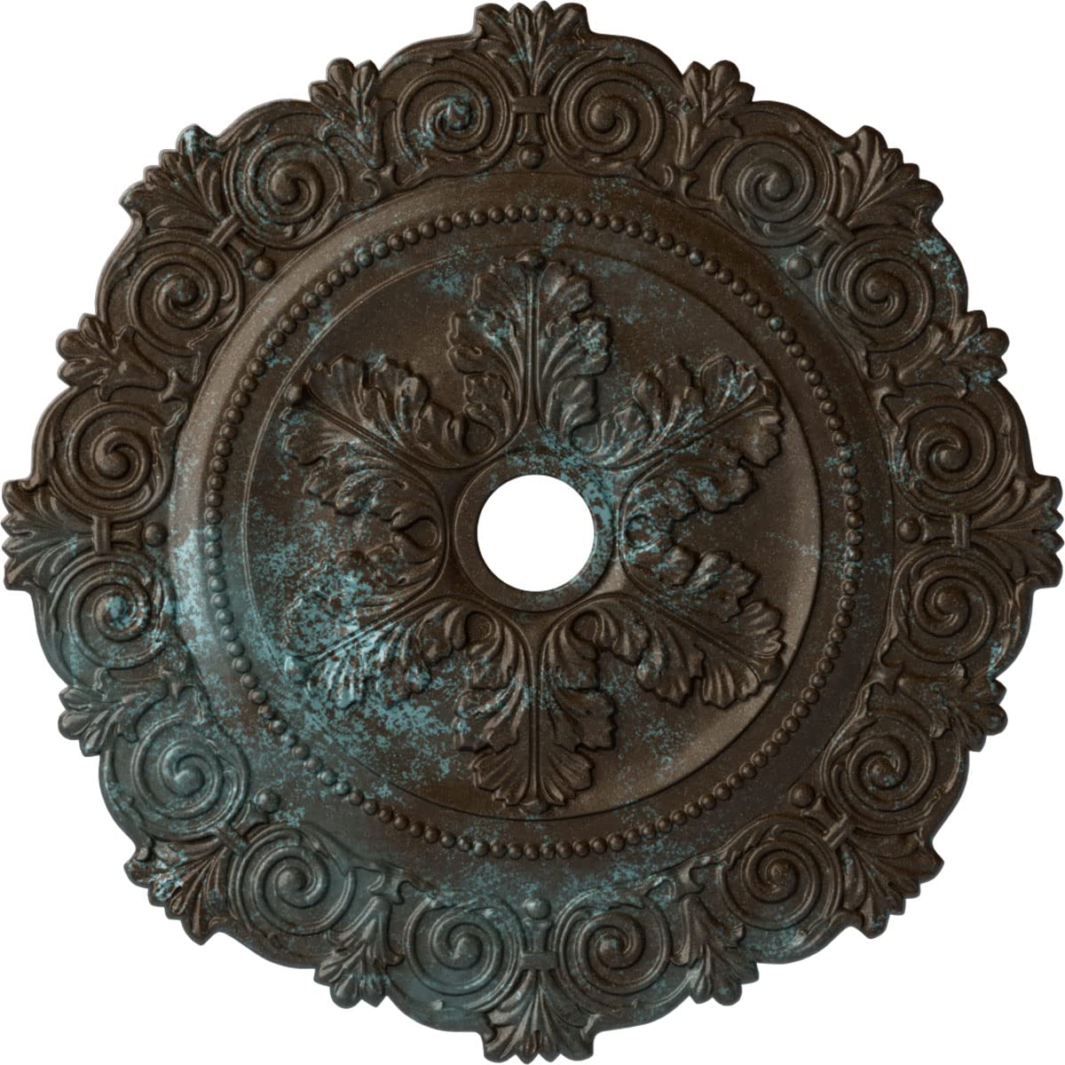 Ekena Millwork CM33SCBBS Scroll Medallion, Bronze Blue Patina